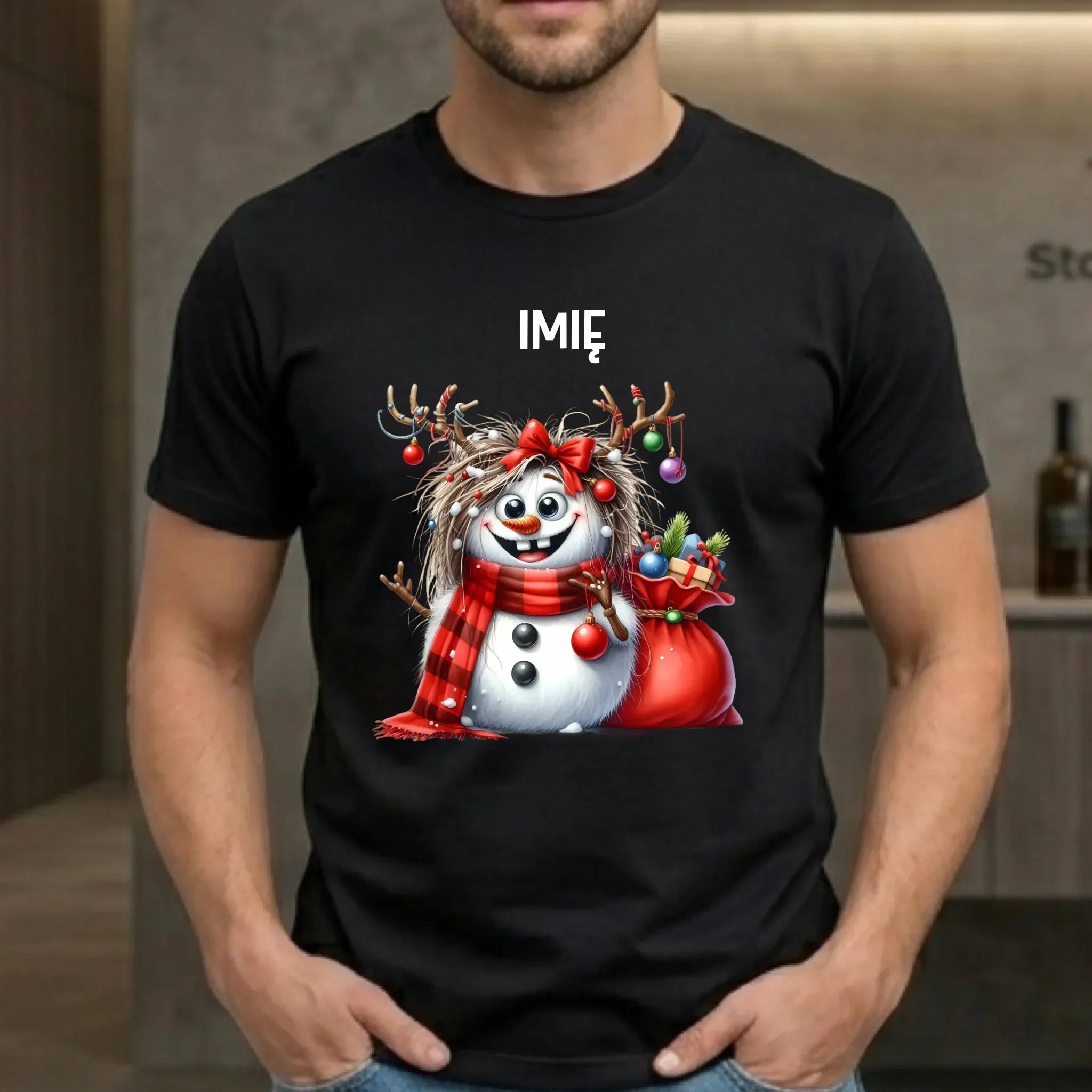 Koszulka męska świąteczna - Bałwanek - personalizowana BN70 - StoryCups.pl