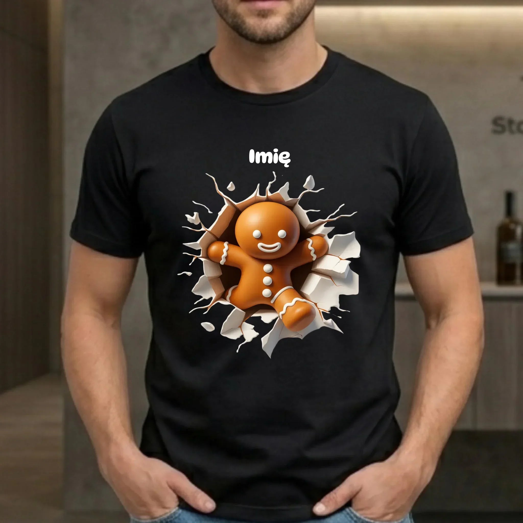 Koszulka męska świąteczna - Pierniczek 3D - personalizowana BN81 - StoryCups.pl