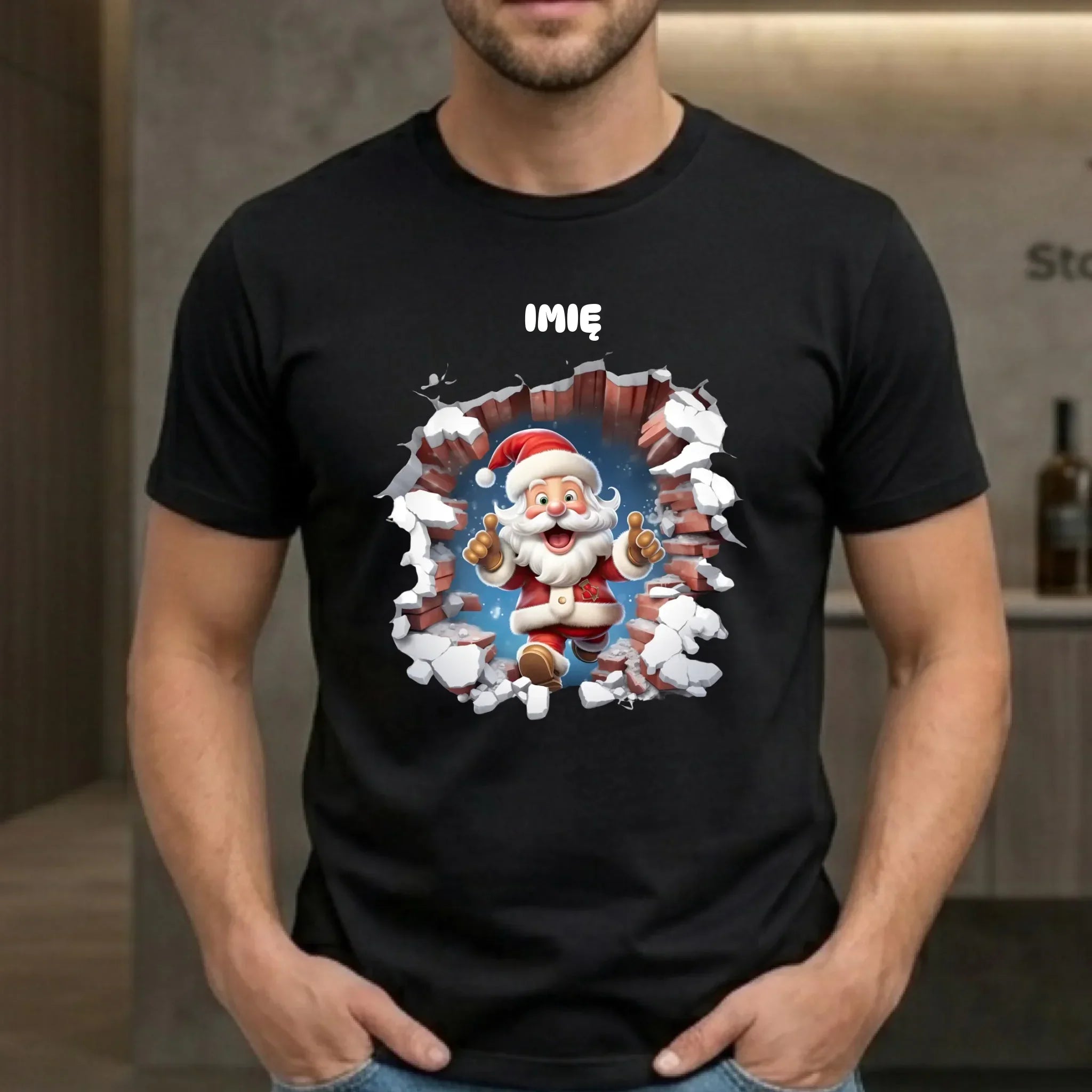 Koszulka męska świąteczna - Mikołaj 3D - personalizowana BN83 - StoryCups.pl