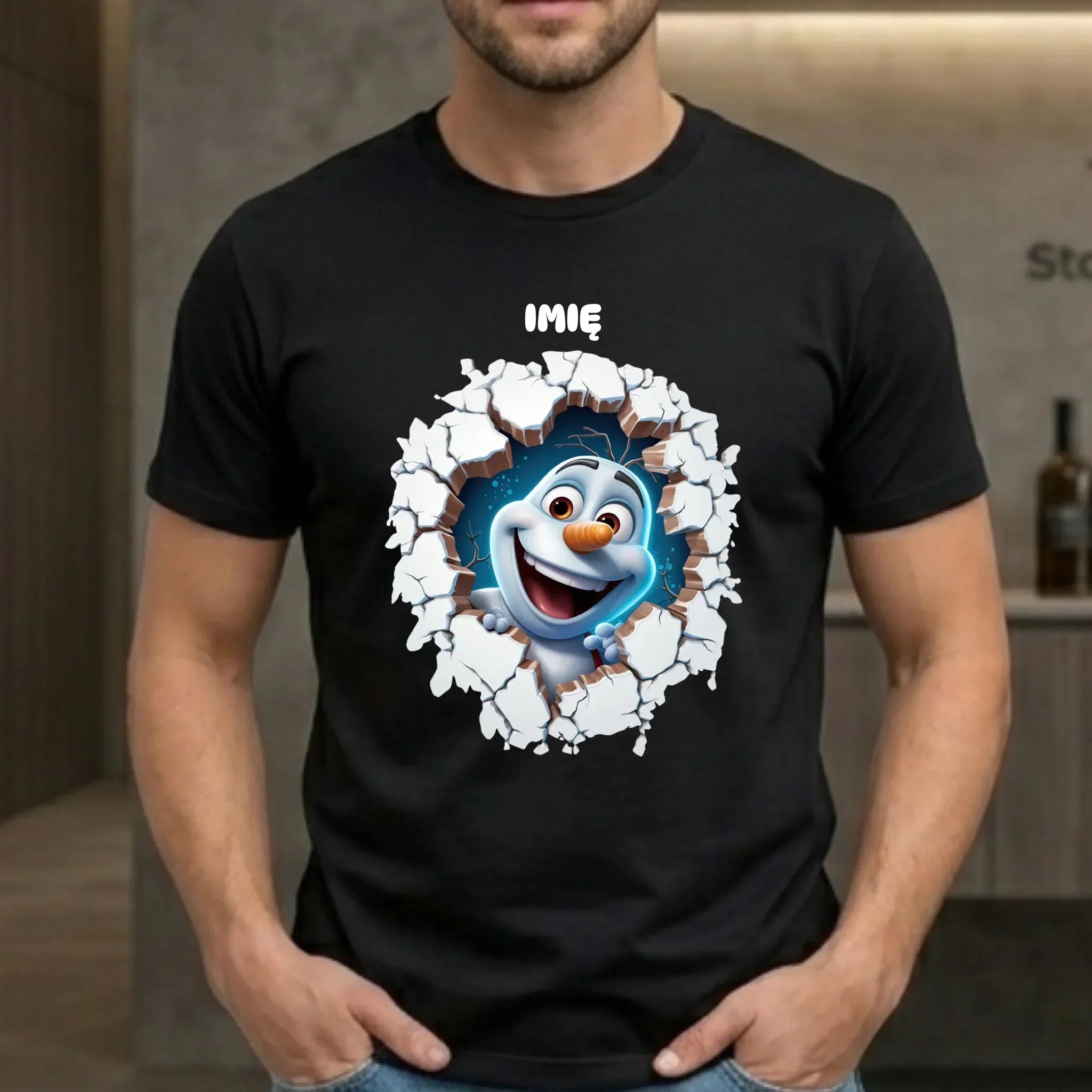 Koszulka męska świąteczna - Bałwan 3D - personalizowana BN84 - StoryCups.pl