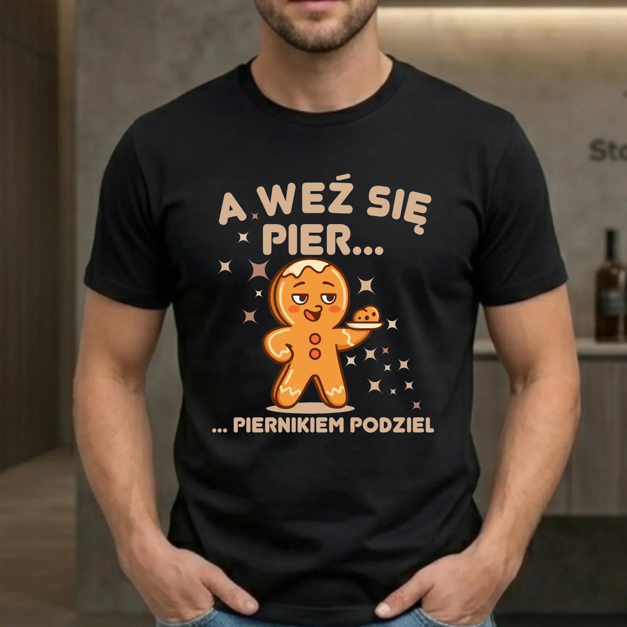 Koszulka męska świąteczna - Piernik A weź się pier... piernikiem podziel BN87 - StoryCups.pl