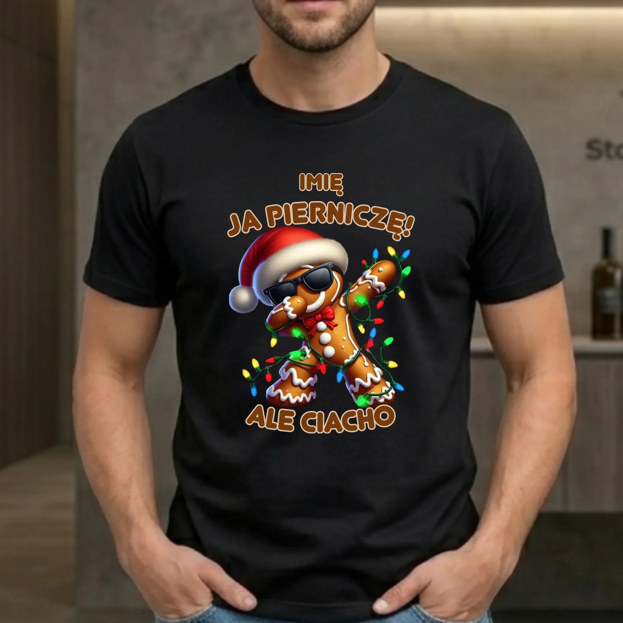Koszulka męska świąteczna - Piernik Ja pierniczę ale ciacho - personalizowana BN94 - StoryCups.pl