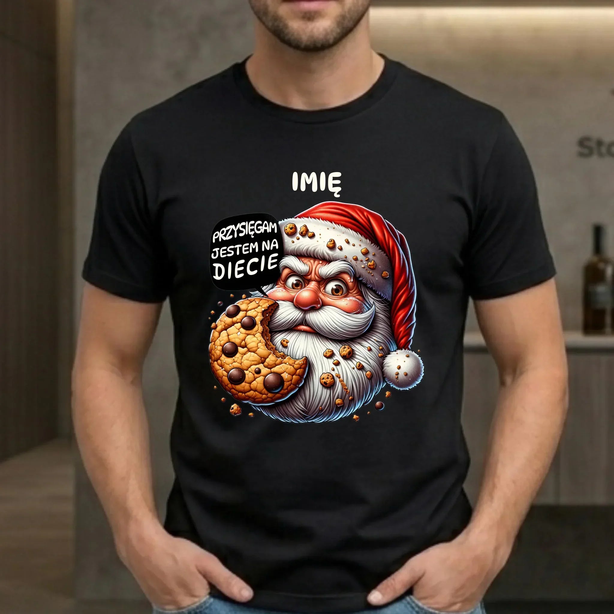 Koszulka męska świąteczna - Mikołaj Przysięgam jestem na diecie - personalizowana BN97 - StoryCups.pl