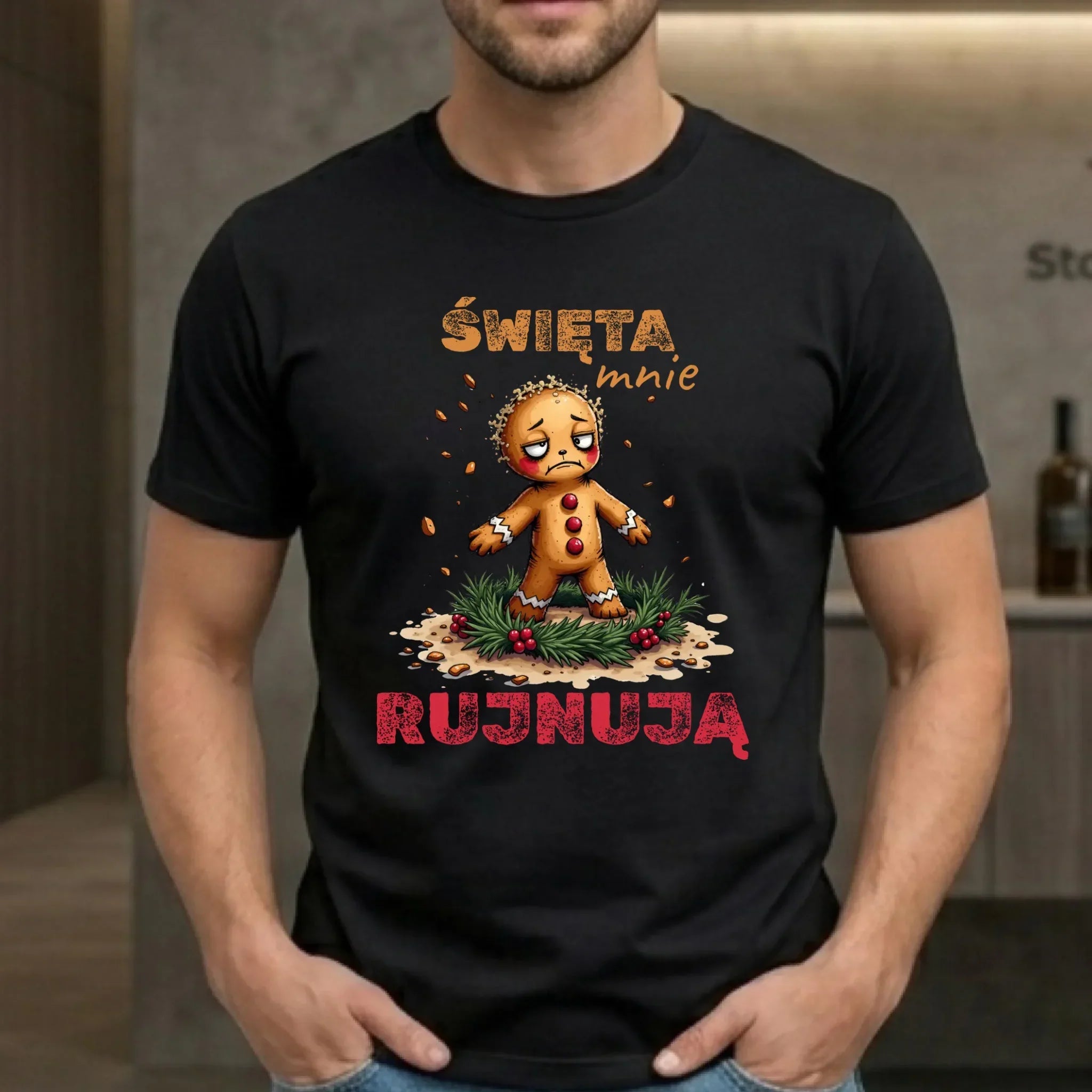 Koszulka męska świąteczna - Piernik Święta mnie rujnują BN143 - StoryCups.pl