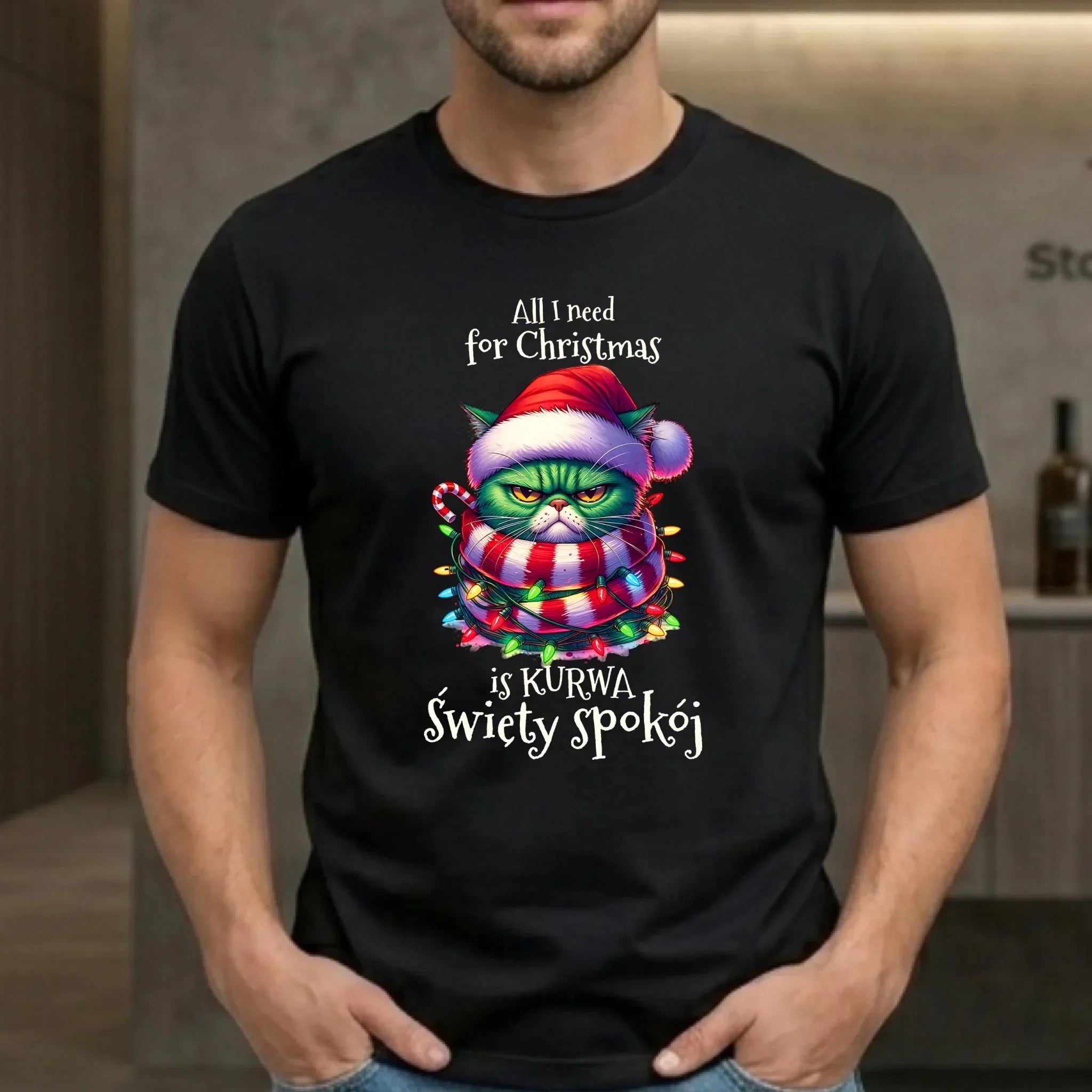 Koszulka męska świąteczna - All I need for Christmas is ku*wa święty spokój - bez cenzury BN101 - StoryCups.pl