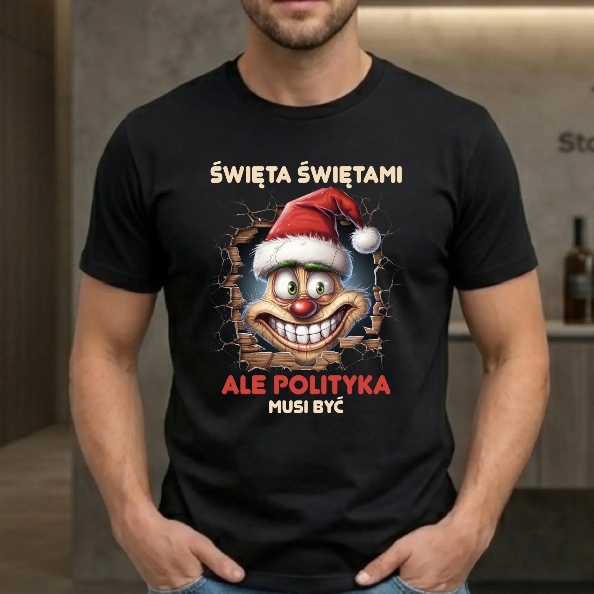 Koszulka męska świąteczna - Święta świętami ale polityka musi być BN102 - StoryCups.pl