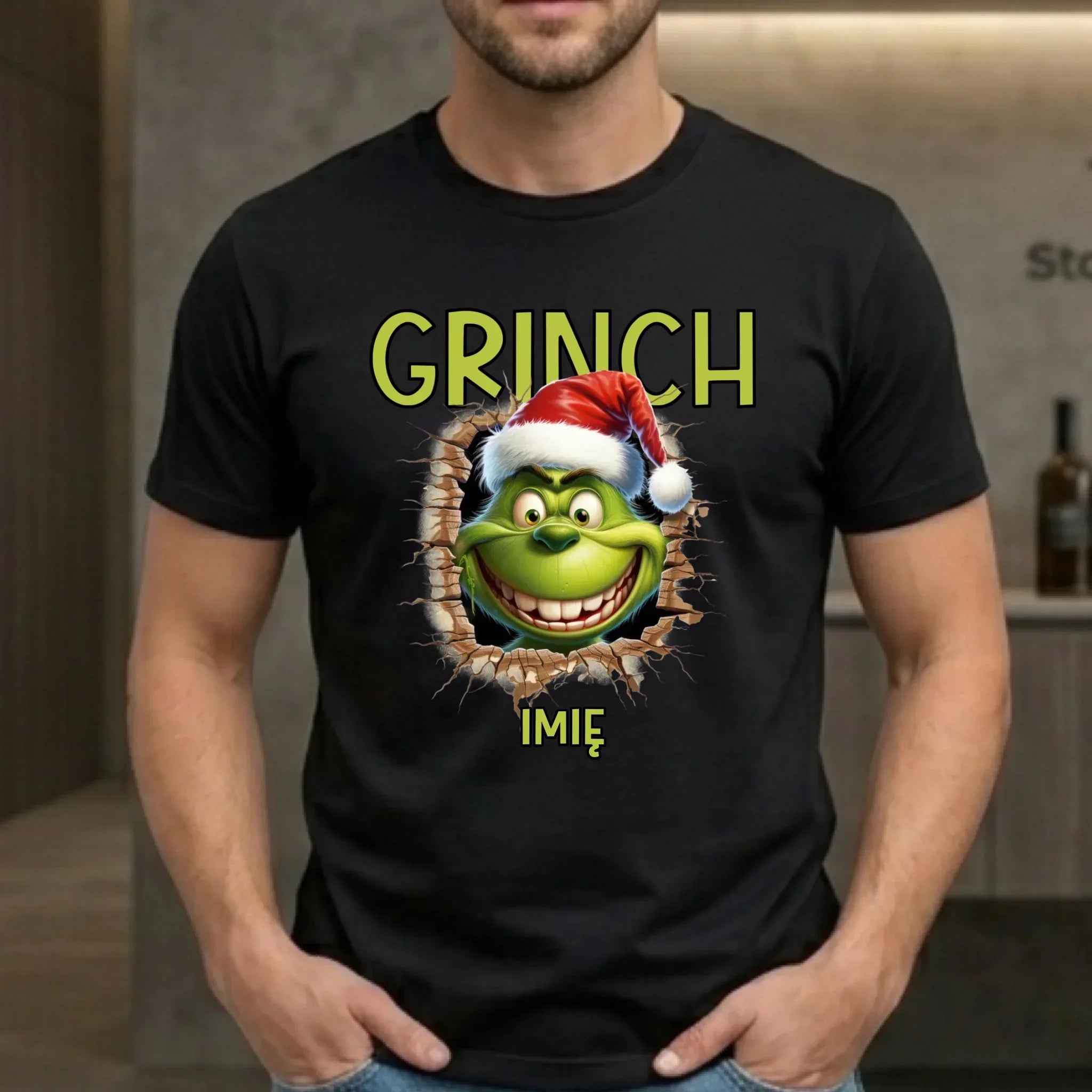 Koszulka męska świąteczna - Grinch - personalizowana BN112 - StoryCups.pl