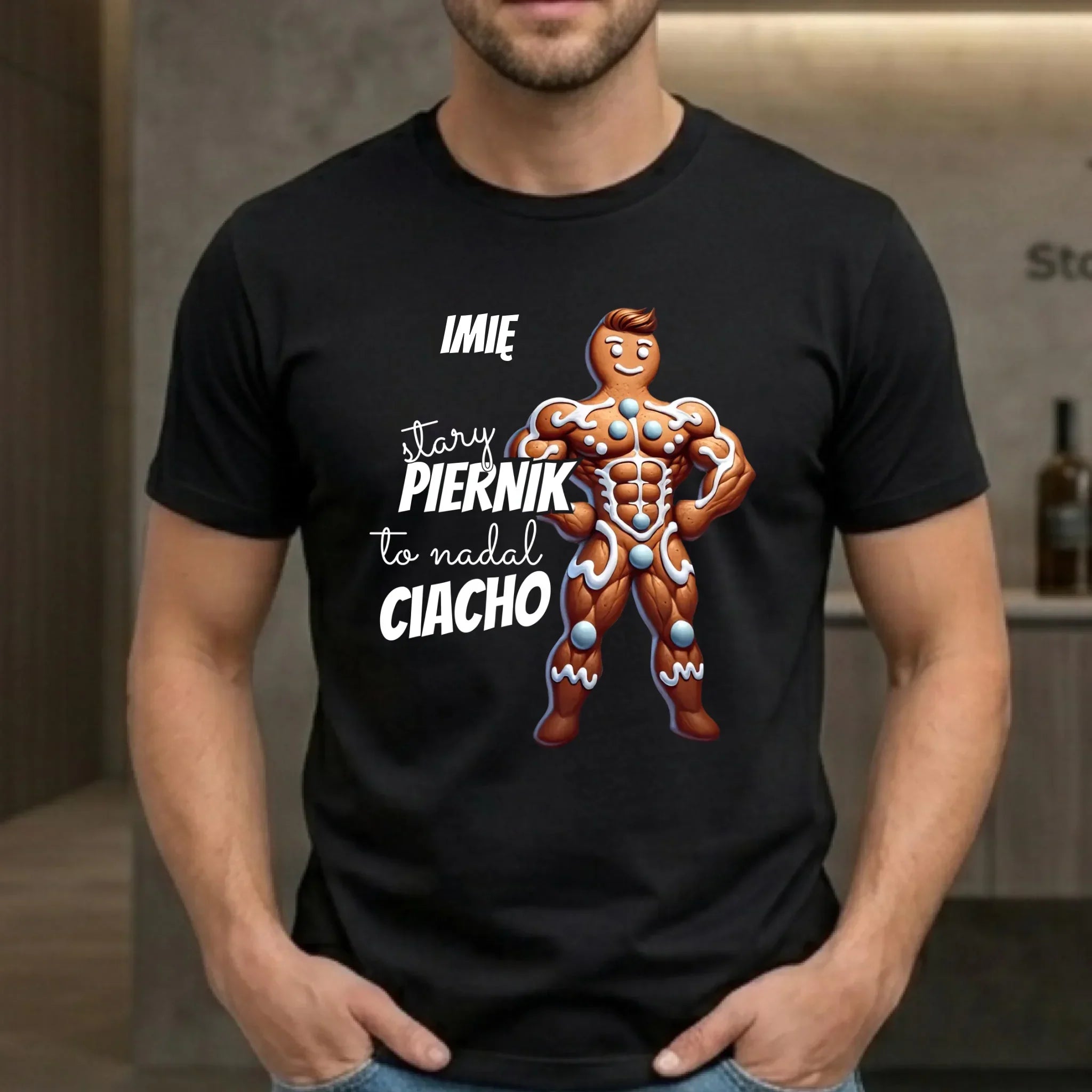 Koszulka męska świąteczna - Stary piernik to nadal ciacho - personalizowana BN23 - StoryCups.pl