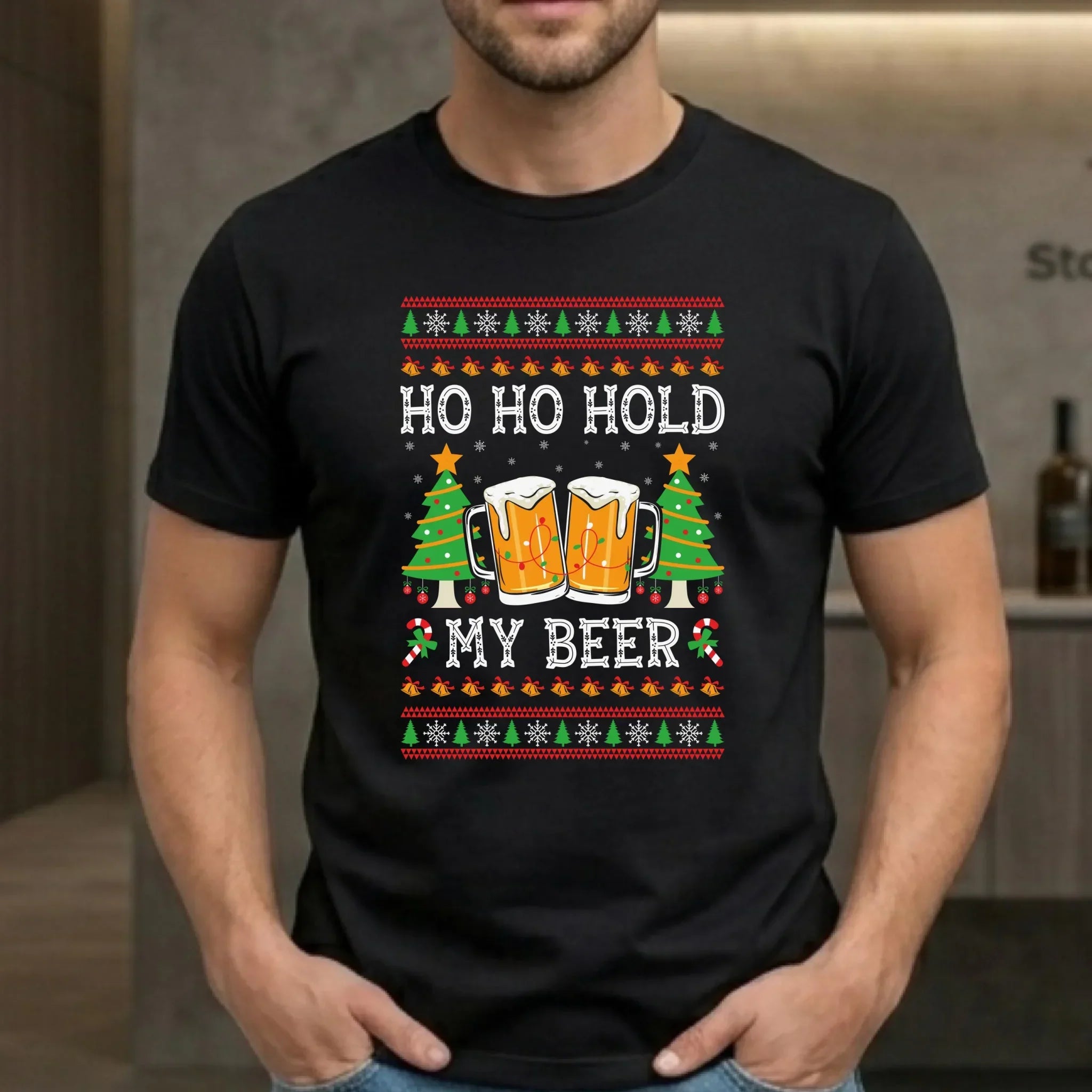 Koszulka męska świąteczna - Ho ho hold my beer BN131 - StoryCups.pl