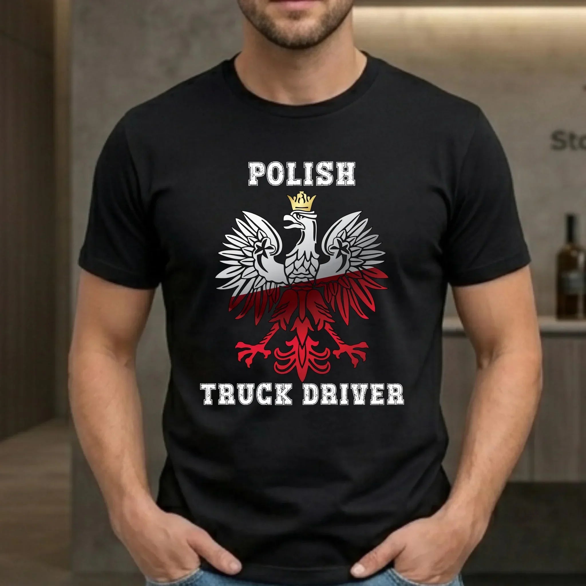 Koszulka męska dla kierowcy ciężarówki - Polish Truck Driver ZKT06 - StoryCups.pl