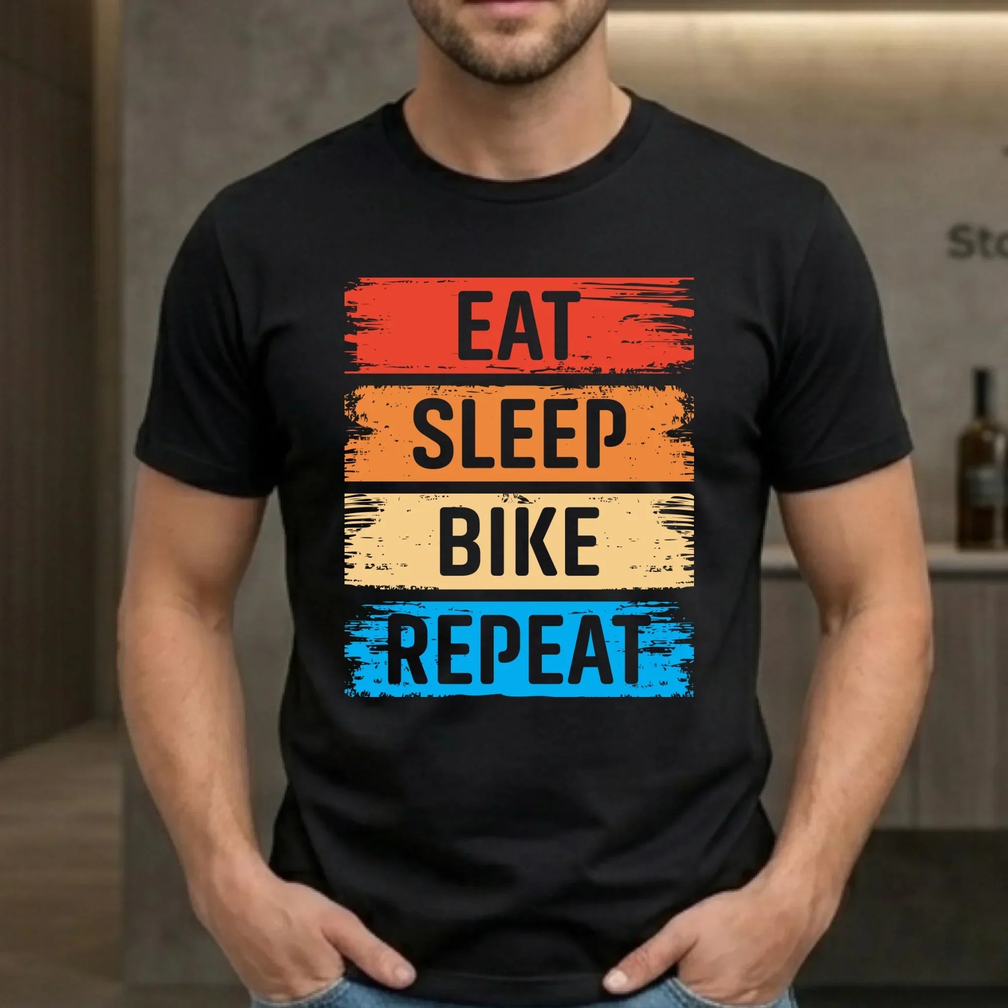 Koszulka męska na rower - Eat sleep bike repeat HR03 - StoryCups.pl