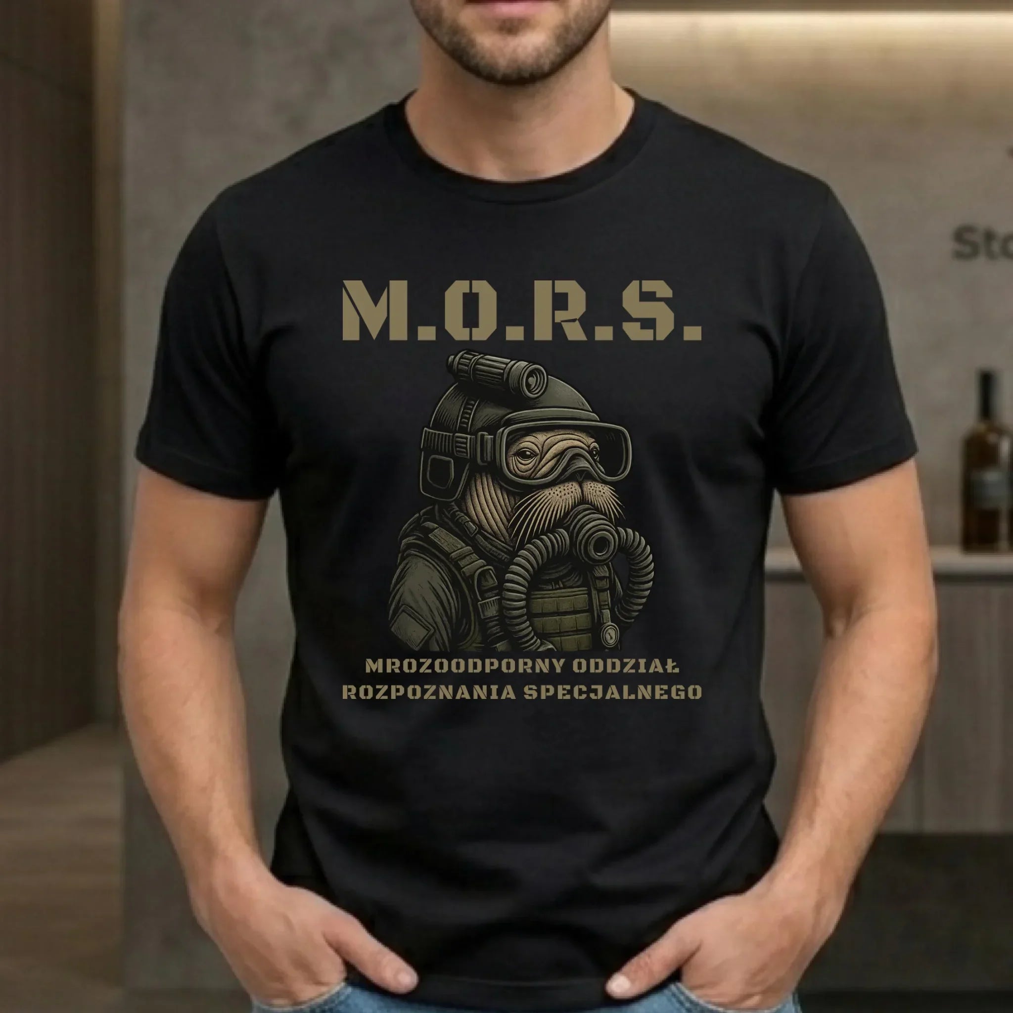 Koszulka męska - prezent dla morsa - M.O.R.S. Mrozoodporny Oddział Rozpoznania Specjalnego HM20 - StoryCups.pl