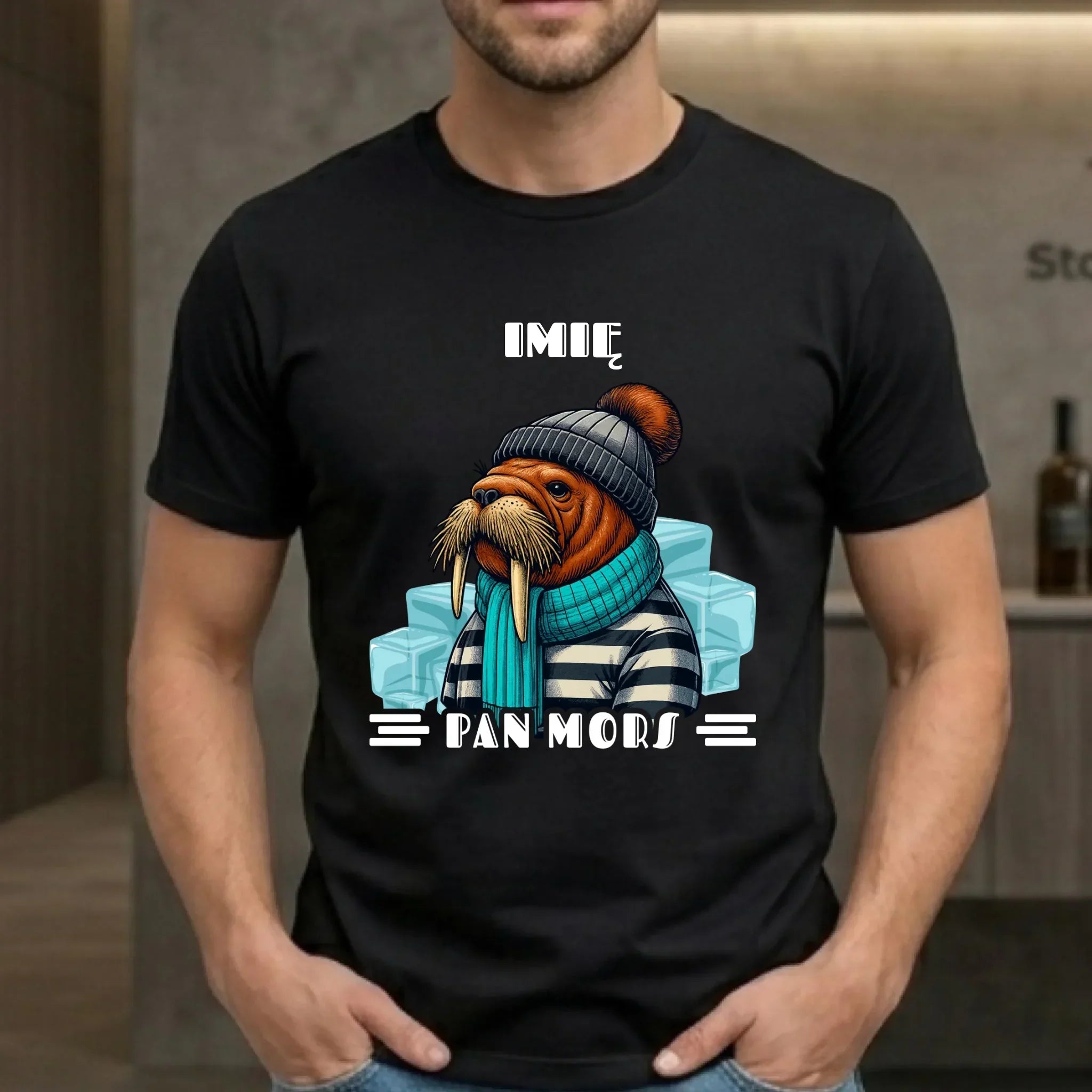 Koszulka męska - prezent dla morsa - Pan Mors - personalizowana HM15 - StoryCups.pl