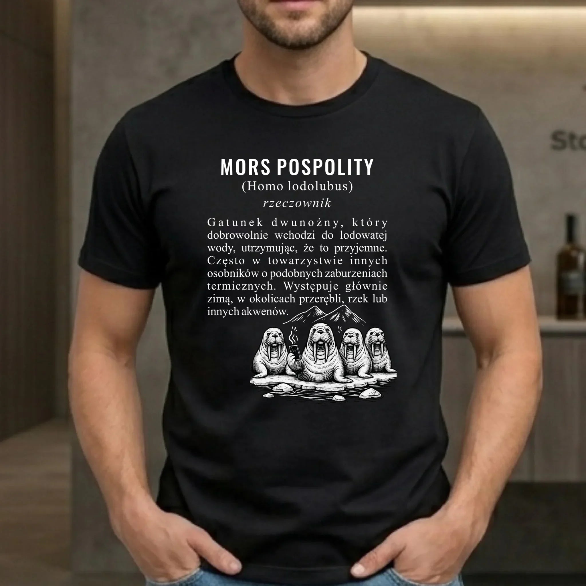 Koszulka męska - prezent dla morsa - Mors pospolity [Homo lodolubus] HM12 - StoryCups.pl