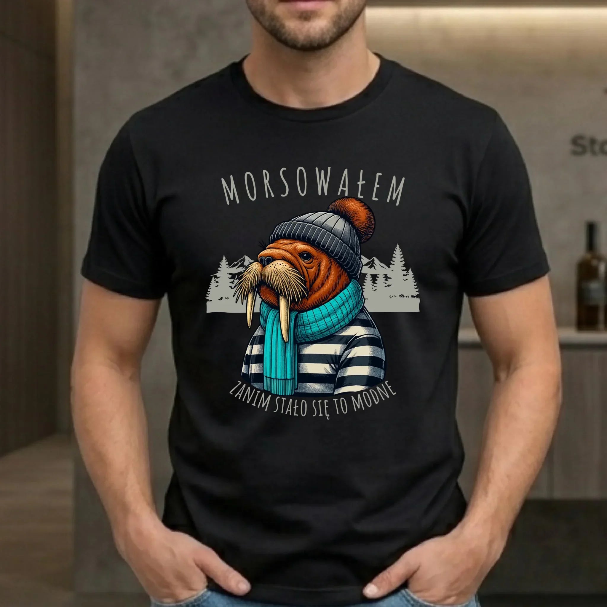Koszulka męska - prezent dla morsa - Morsowałem zanim stało się to modne - Mors HM08 - StoryCups.pl