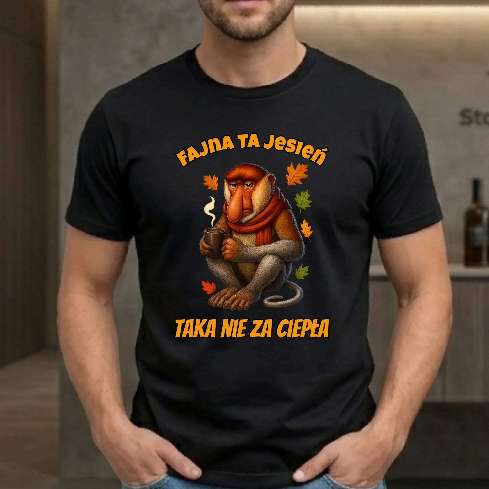 Koszulka męska jesienna - Janusz Nosacz - Fajna ta jesień, taka nie za ciepła JS21 - StoryCups.pl