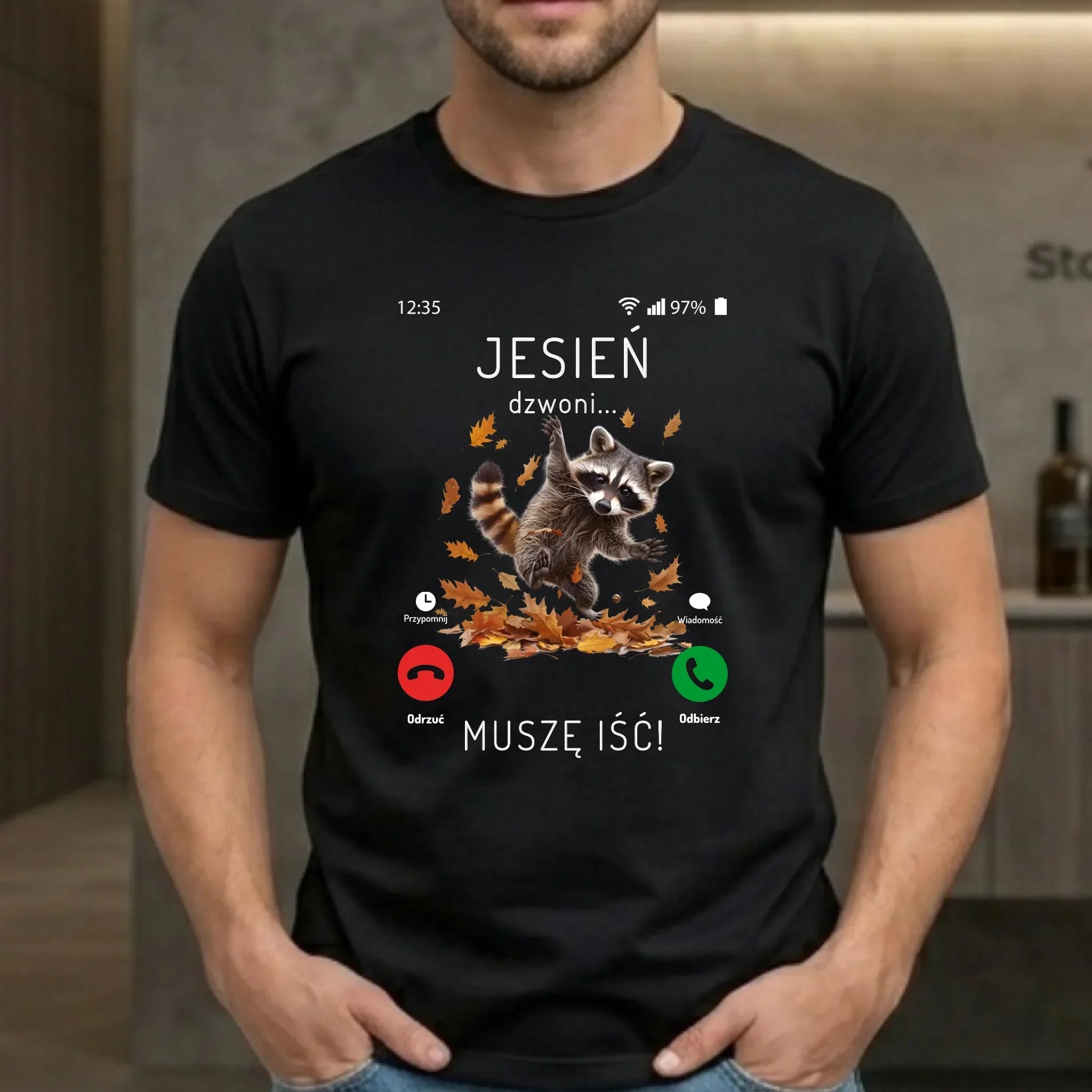 Koszulka męska jesienna - Jesień dzwoni muszę iść JS18 - StoryCups.pl
