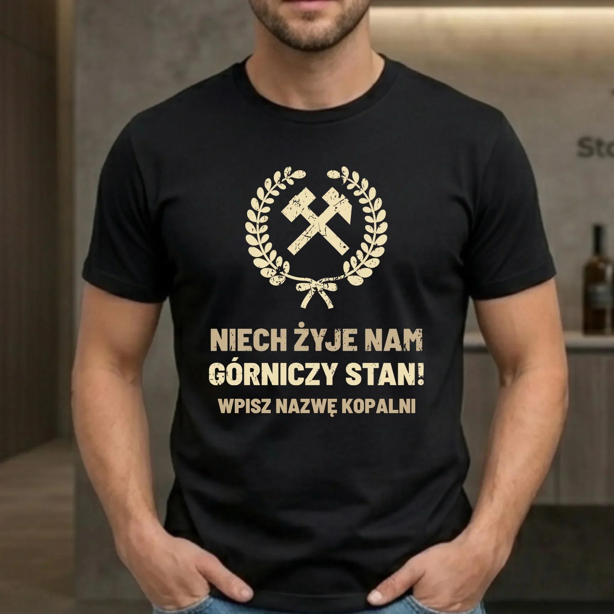 Koszulka męska - prezent dla górnika - Niech żyje nam górniczy stan - personalizowana G24 - StoryCups.pl