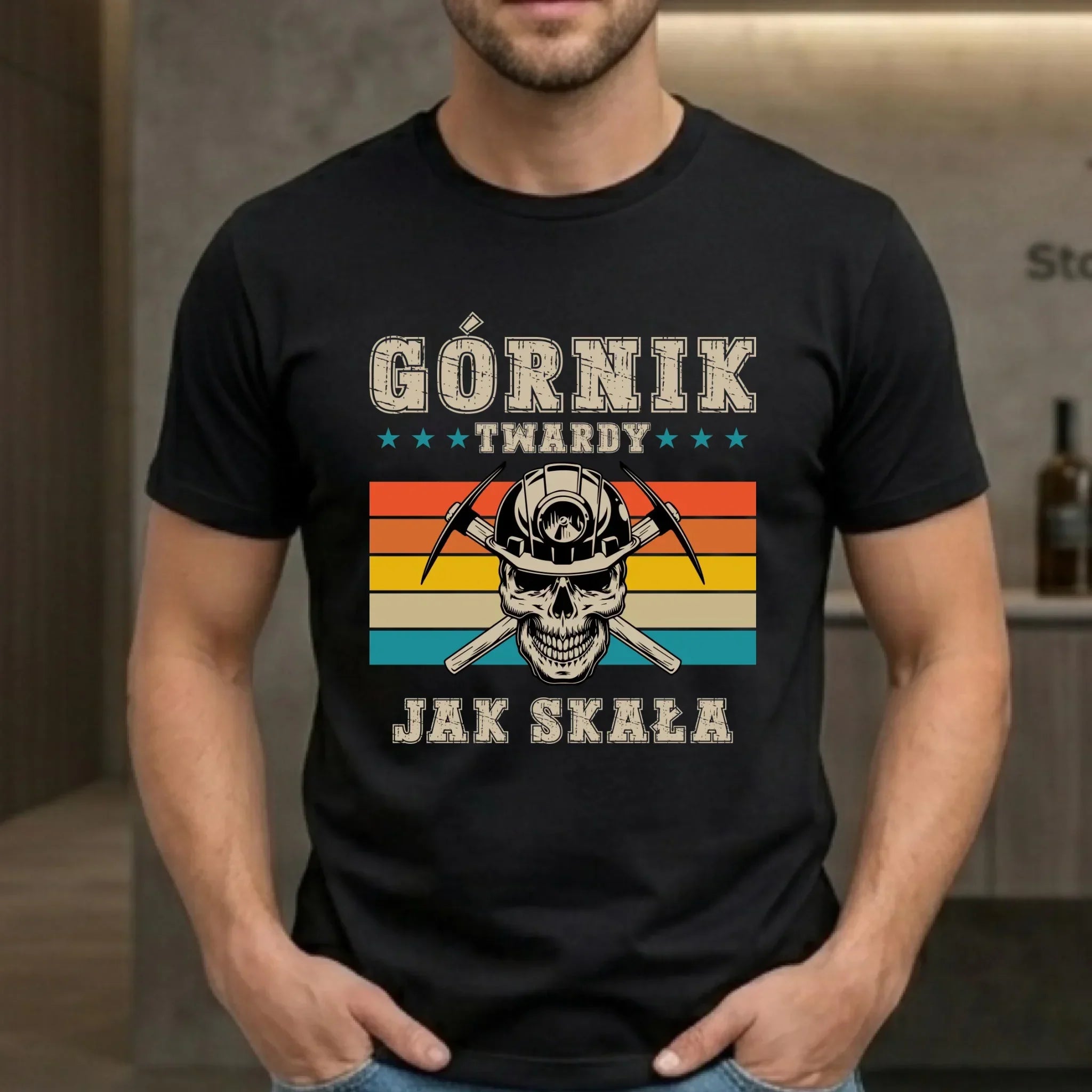 Koszulka męska - prezent dla górnika - Górnik twardy jak skała G21 - StoryCups.pl