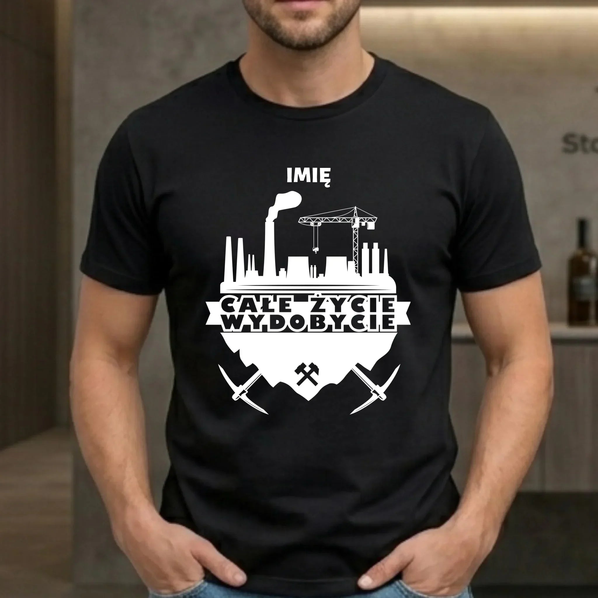 Koszulka męska - prezent dla górnika - Całe życie wydobycie - personalizowana G09 - StoryCups.pl