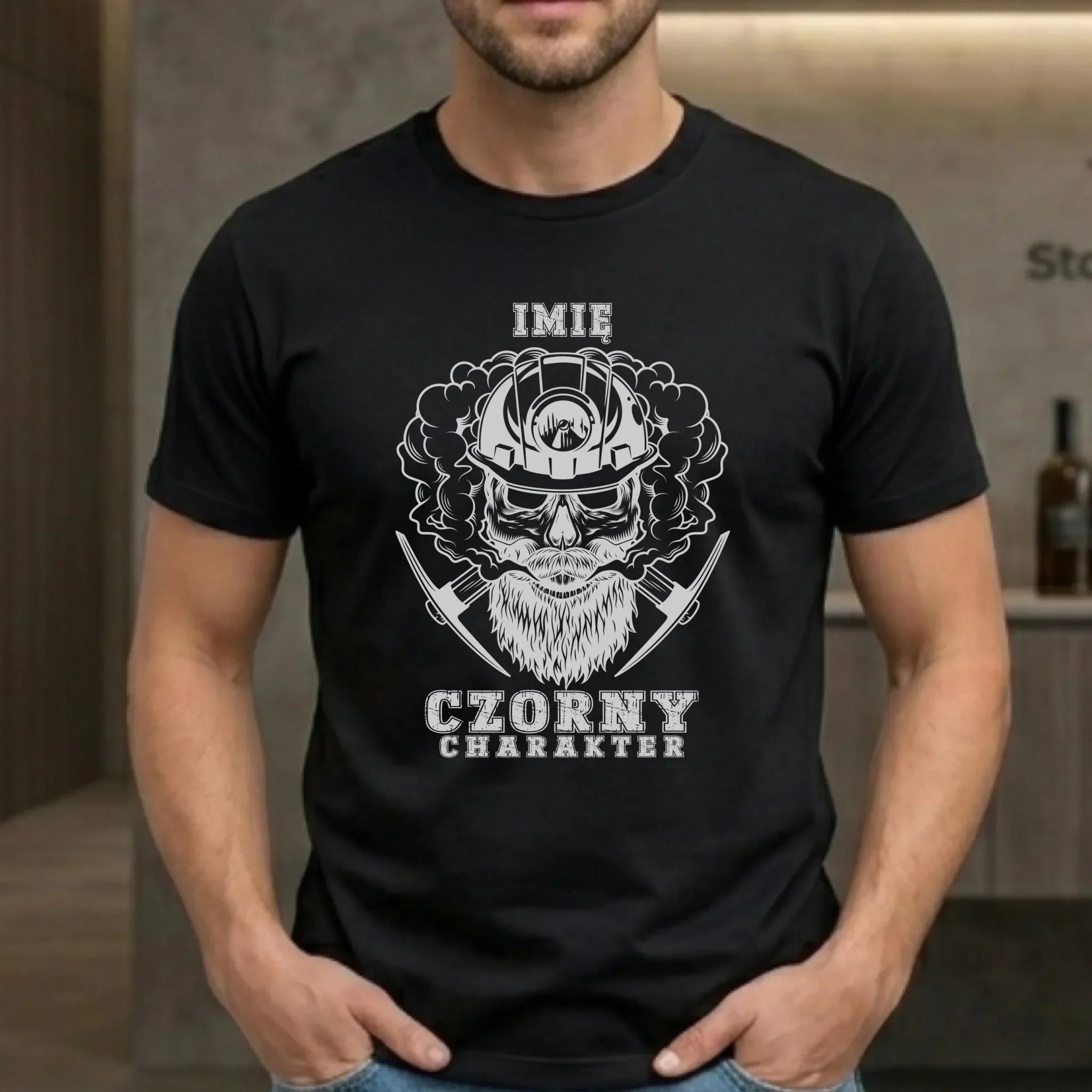 Koszulka męska - prezent dla górnika - Czorny charakter - personalizowana G06 - StoryCups.pl