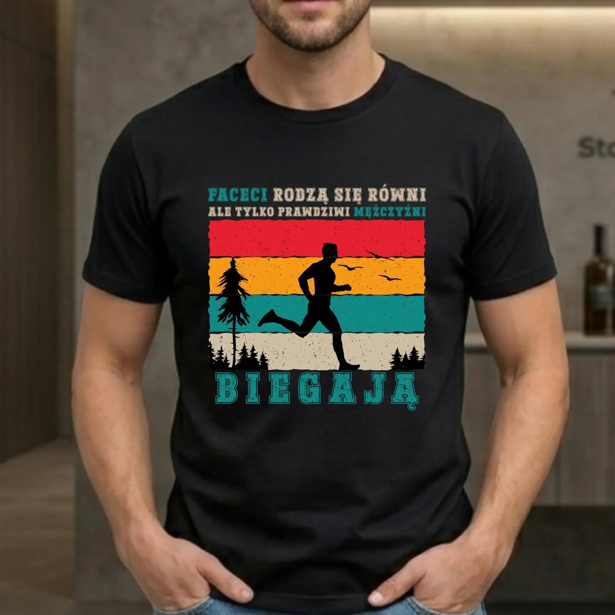 Koszulka męska dla biegacza - Prawdziwi mężczyźni biegają HB02 - StoryCups.pl