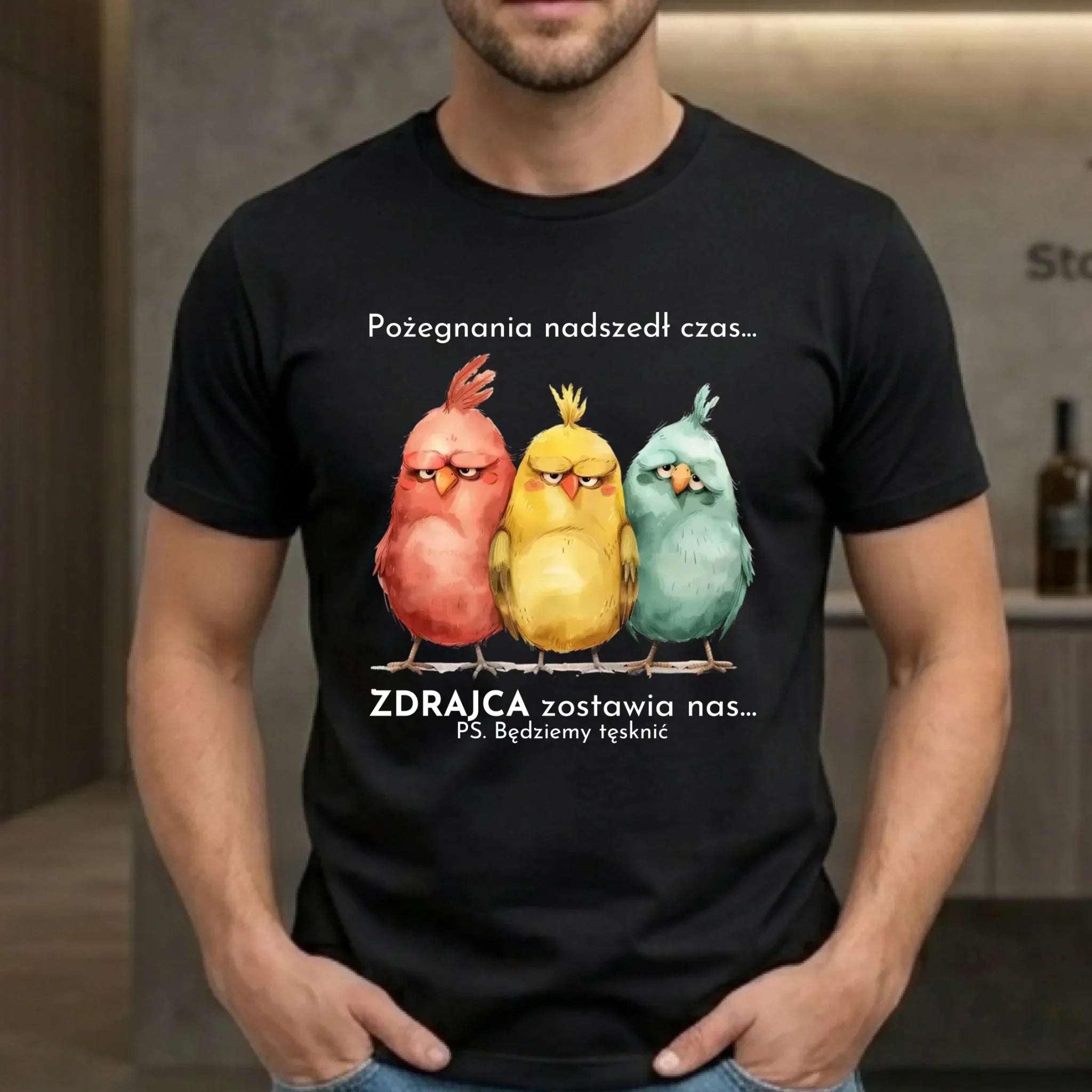 Koszulka męska na odejście z pracy - Pożegnania nadszedł czas OP05 - StoryCups.pl