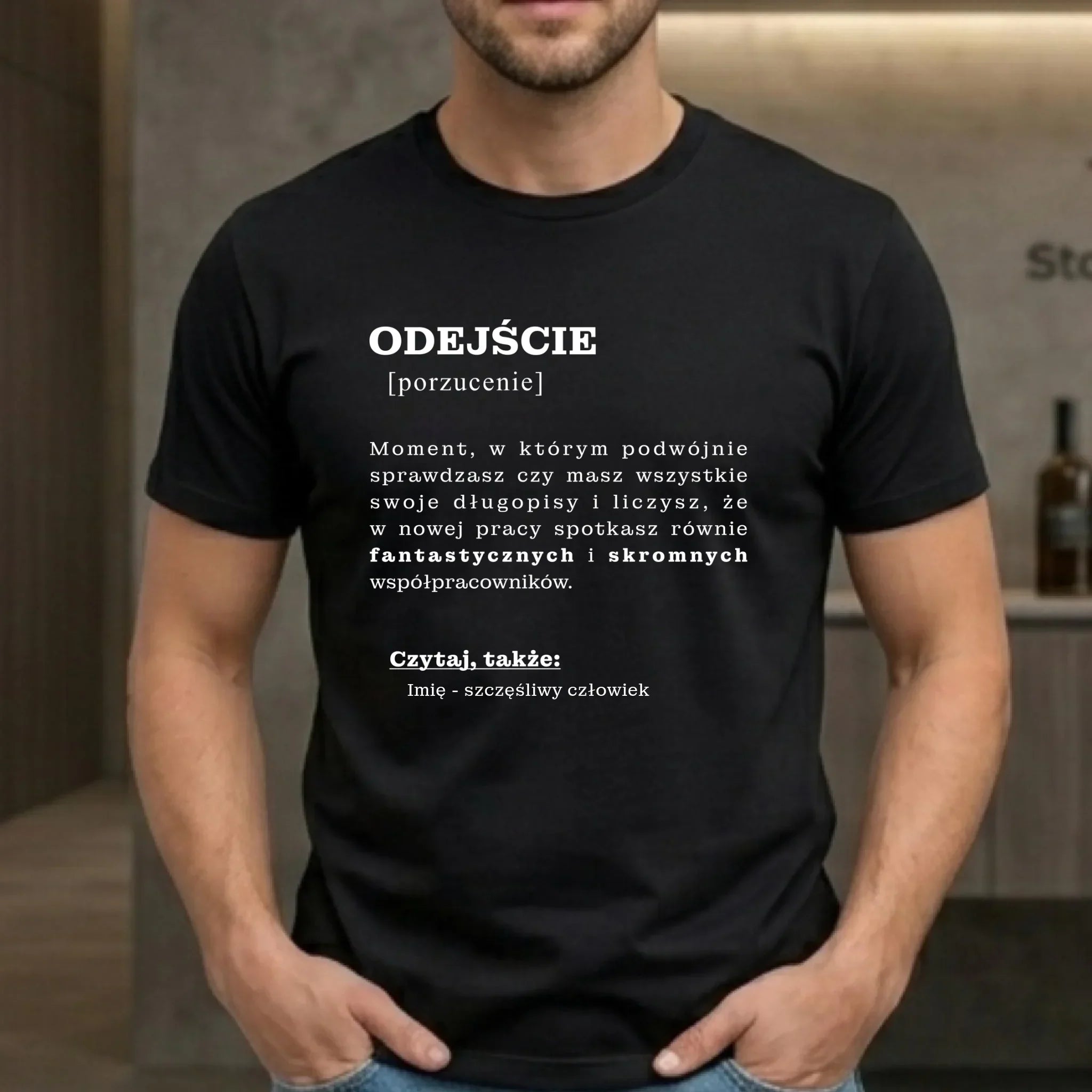 Koszulka męska - Odejście z pracy [porzucenie] - personalizowana OP01 - StoryCups.pl