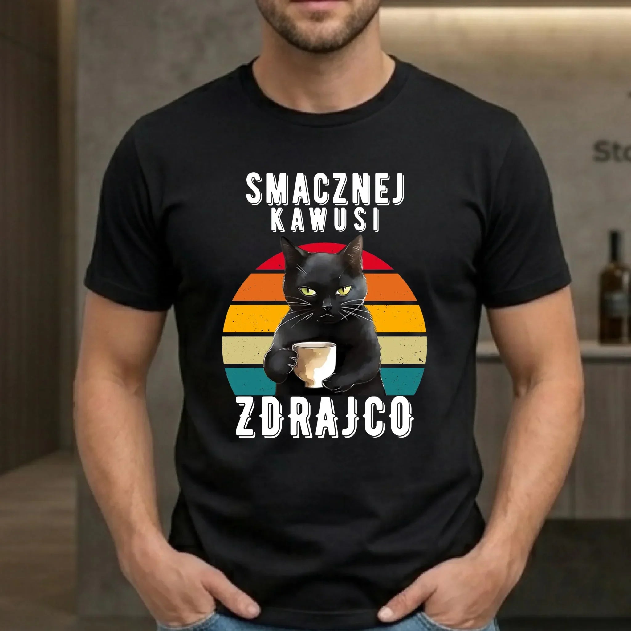 Koszulka męska na odejście z pracy - Smacznej kawusi zdrajco OP03 - StoryCups.pl