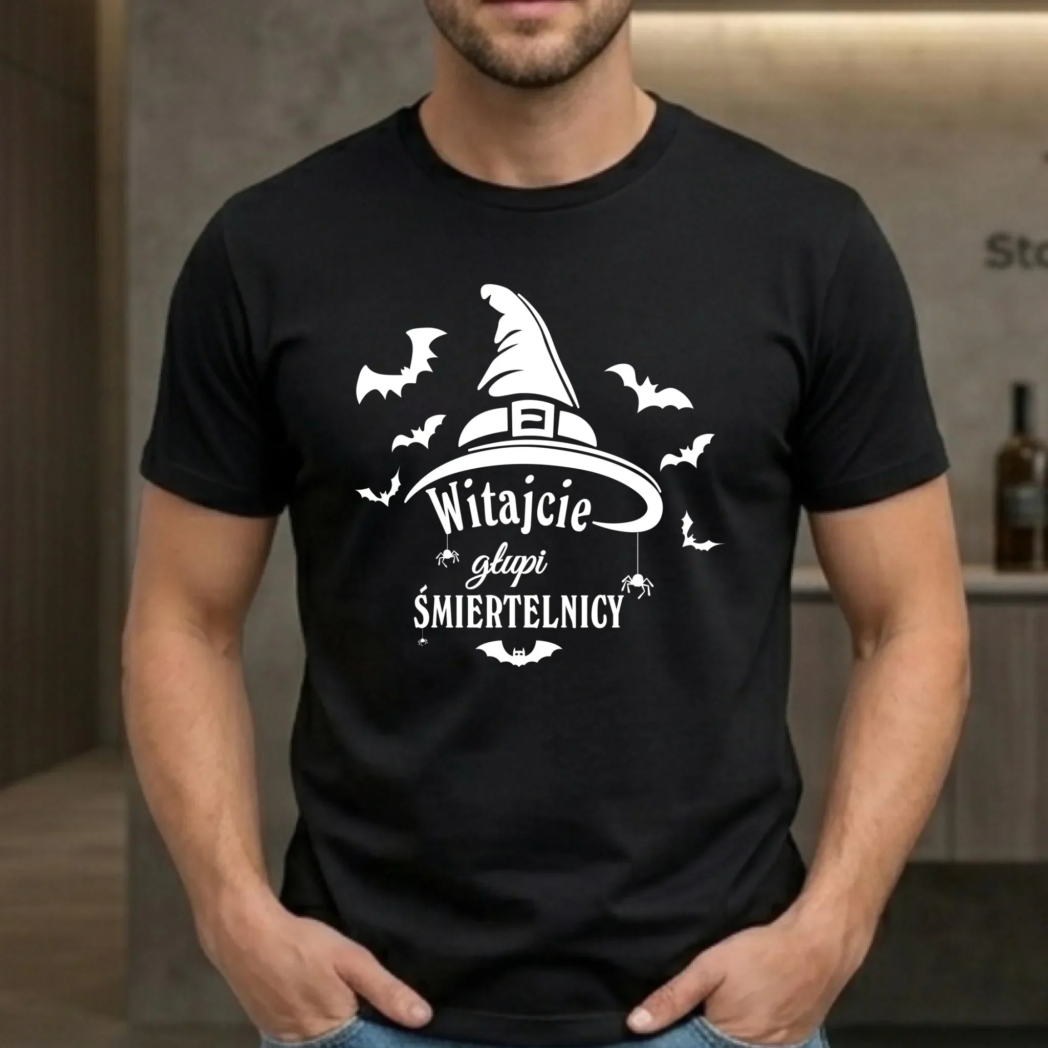 Koszulka męska na Halloween - Witajcie głupi śmiertelnicy HL23 - StoryCups.pl