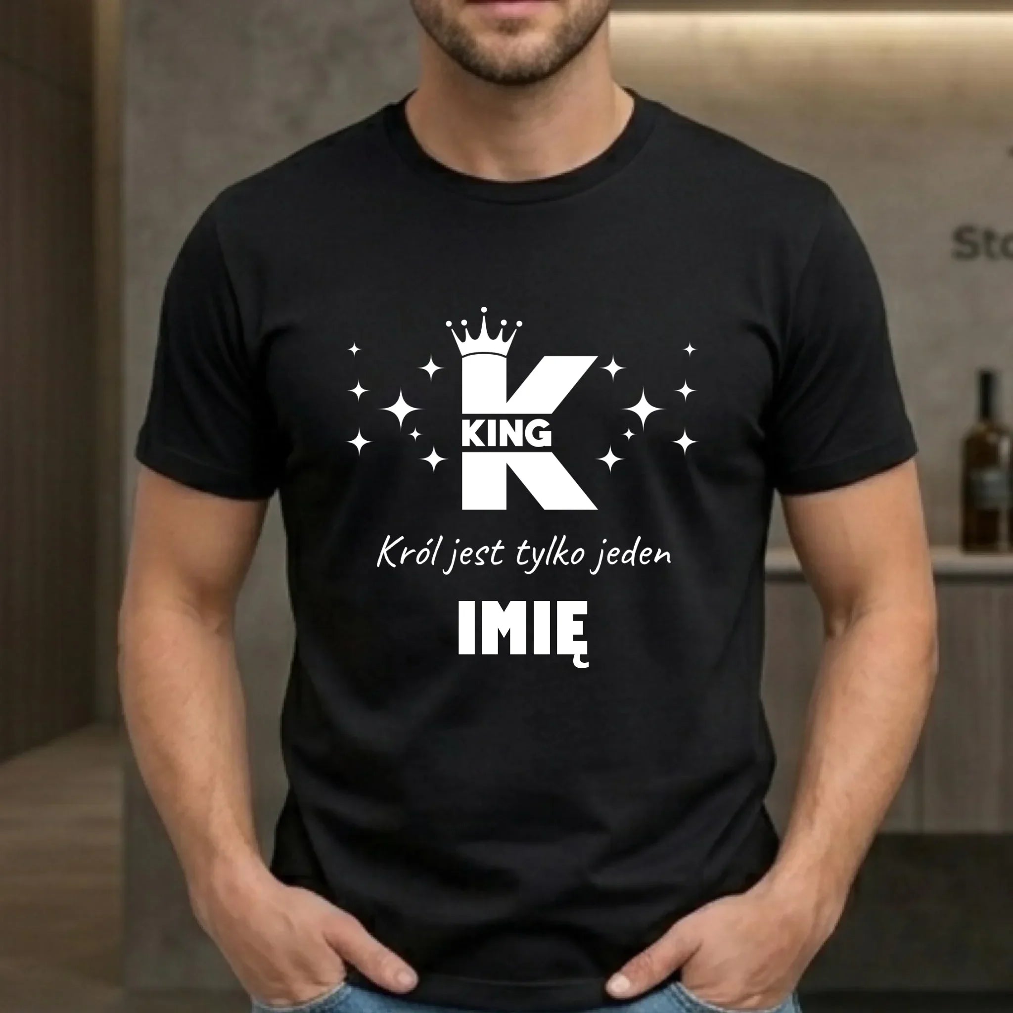 Koszulka męska dla niego - King Król jest tylko jeden - personalizowana W40 - StoryCups.pl