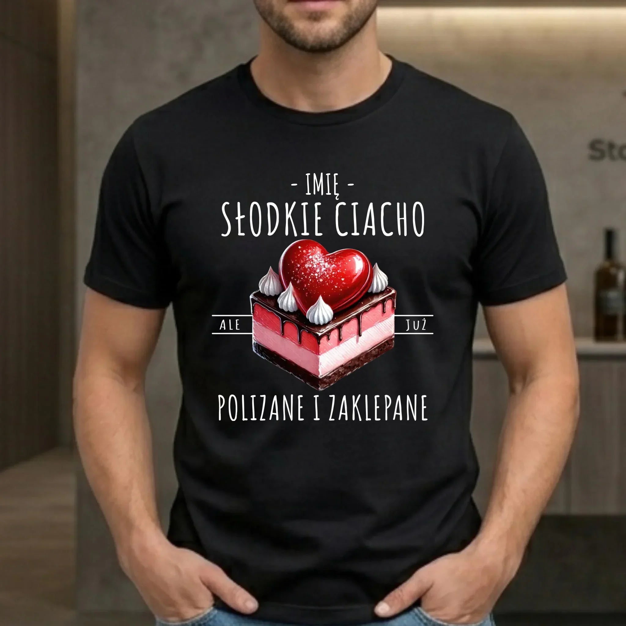 Koszulka męska - Słodkie ciacho polizane i zaklepane - personalizowana W36 - StoryCups.pl