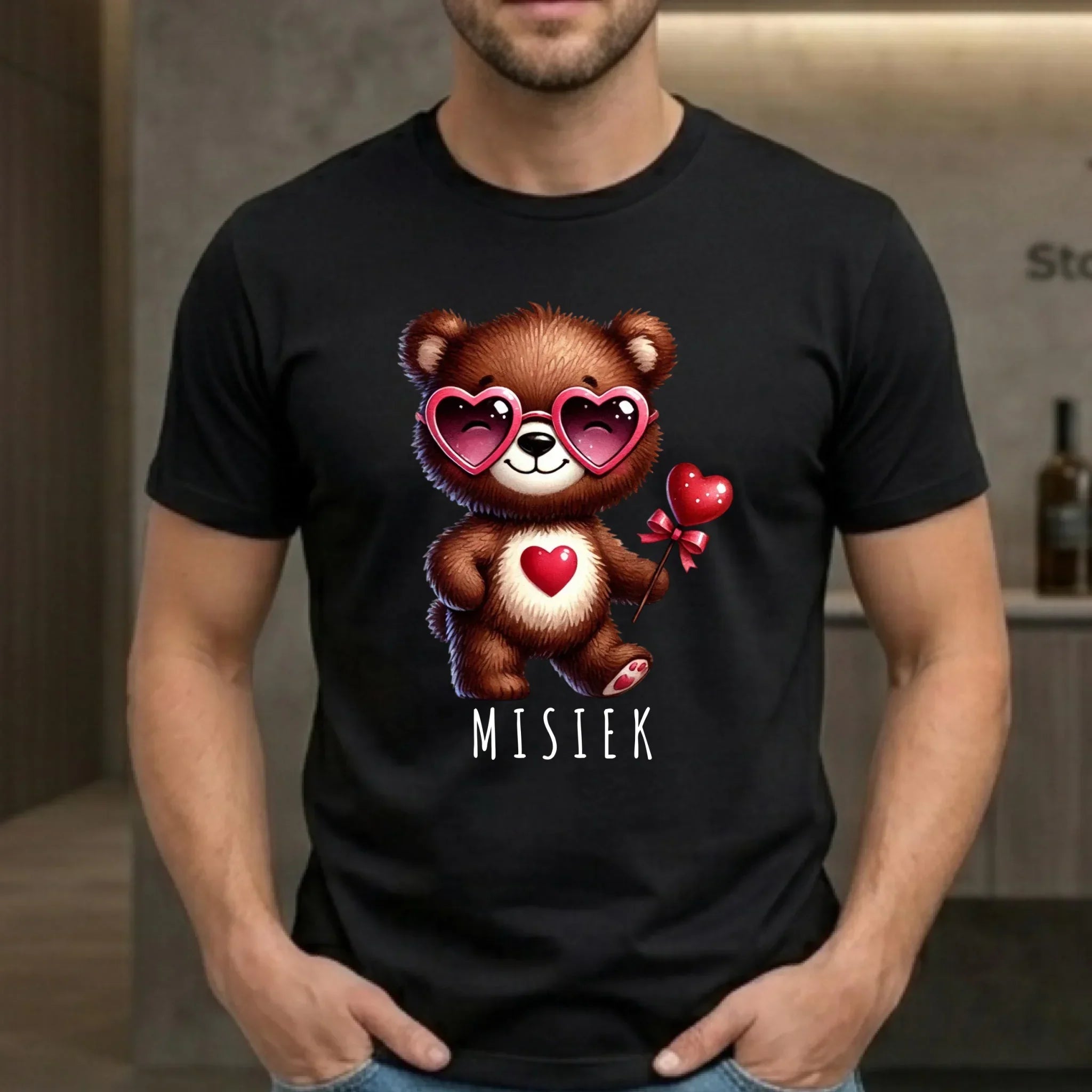 Koszulka męska - Misiek z sercem W34 - StoryCups.pl