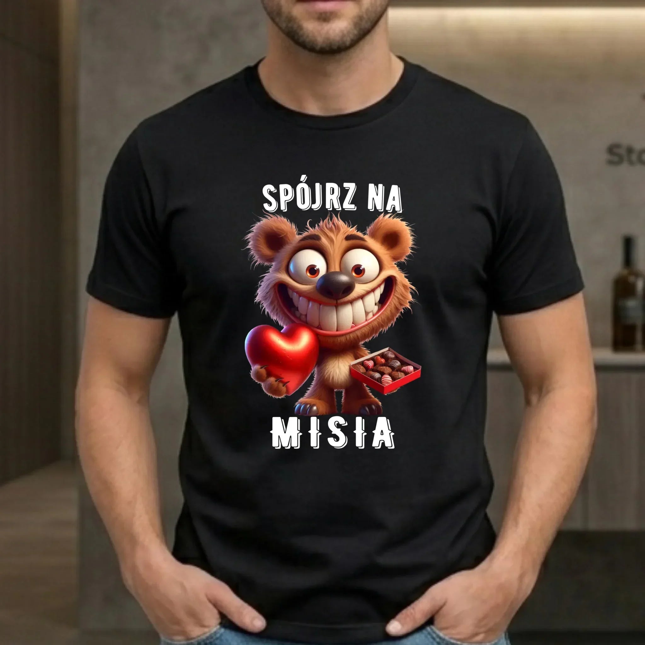 Koszulka męska na Walentynki - Spójrz na Misia W31 - StoryCups.pl