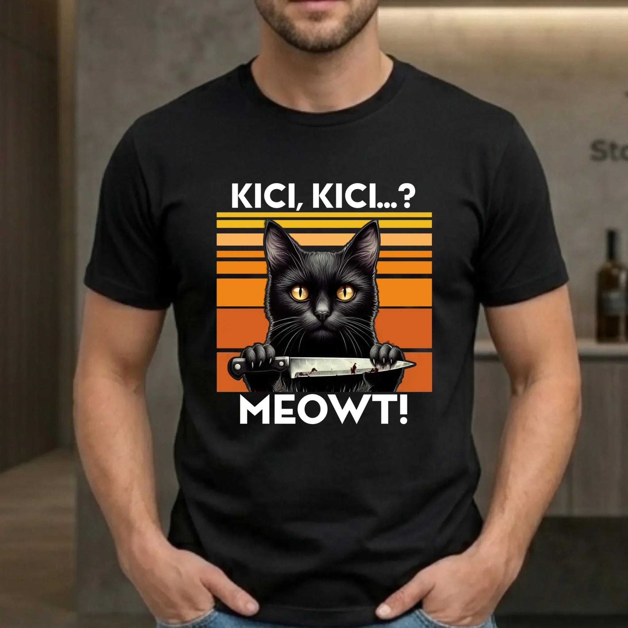 Koszulka męska - Kot z nożem - Kici, kici... MEOWT! HL17 - StoryCups.pl