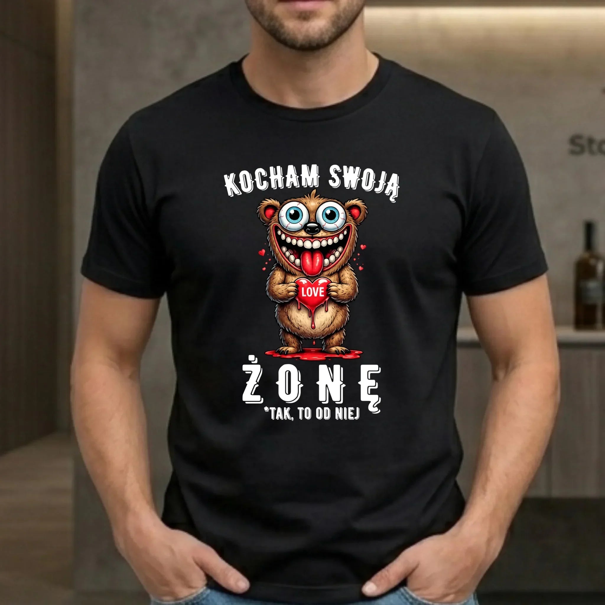 Koszulka męska dla męża - Kocham swoją żonę W23 - StoryCups.pl