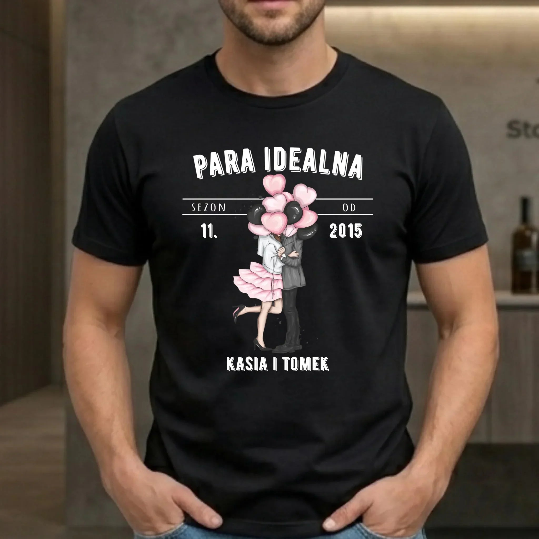 Koszulka męska dla par na rocznicę - Para idealna - personalizowana W11 - StoryCups.pl