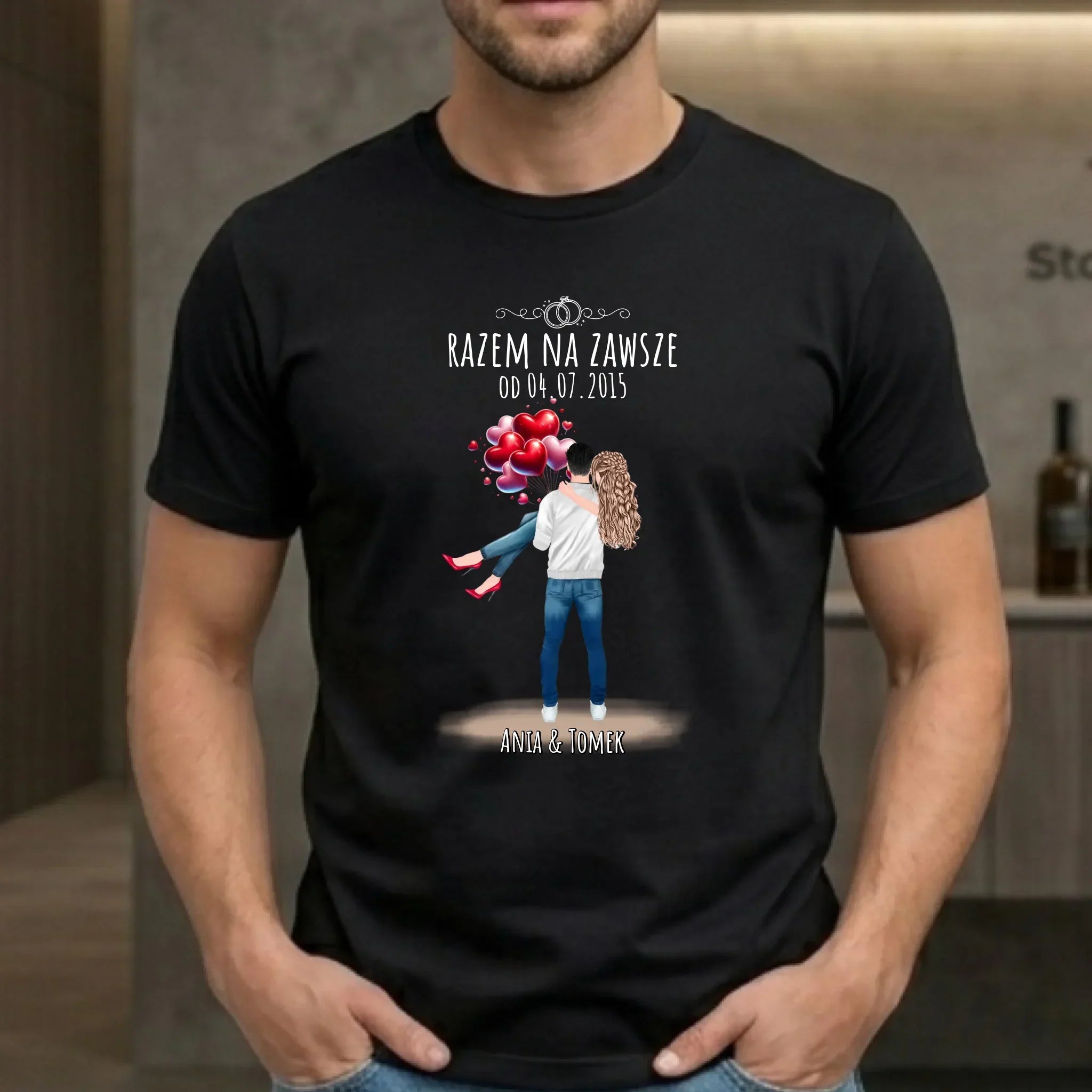 Koszulka męska dla par na rocznicę - Razem na zawsze - personalizowana W14 - StoryCups.pl