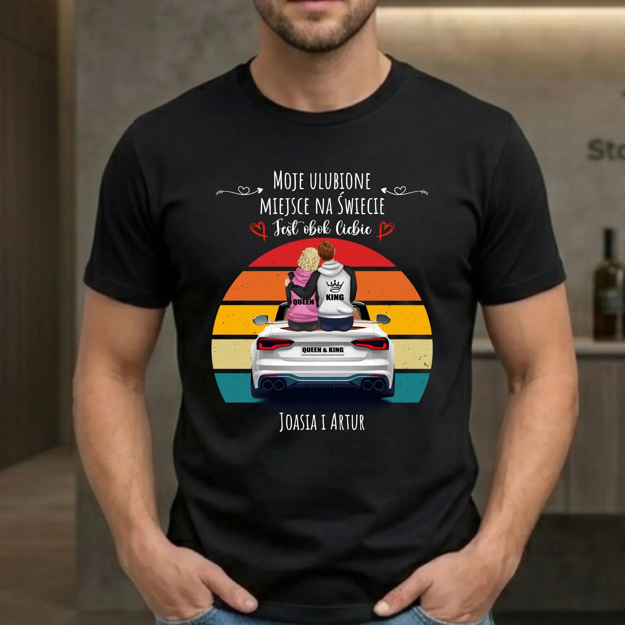 Koszulka męska dla par - Moje ulubione miejsce - personalizowana W06 - StoryCups.pl