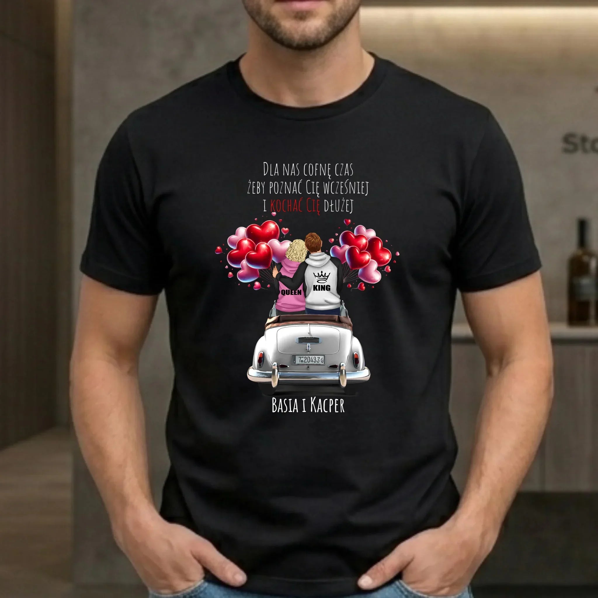 Koszulka męska dla par - Dla nas cofnę czas - personalizowana W08 - StoryCups.pl