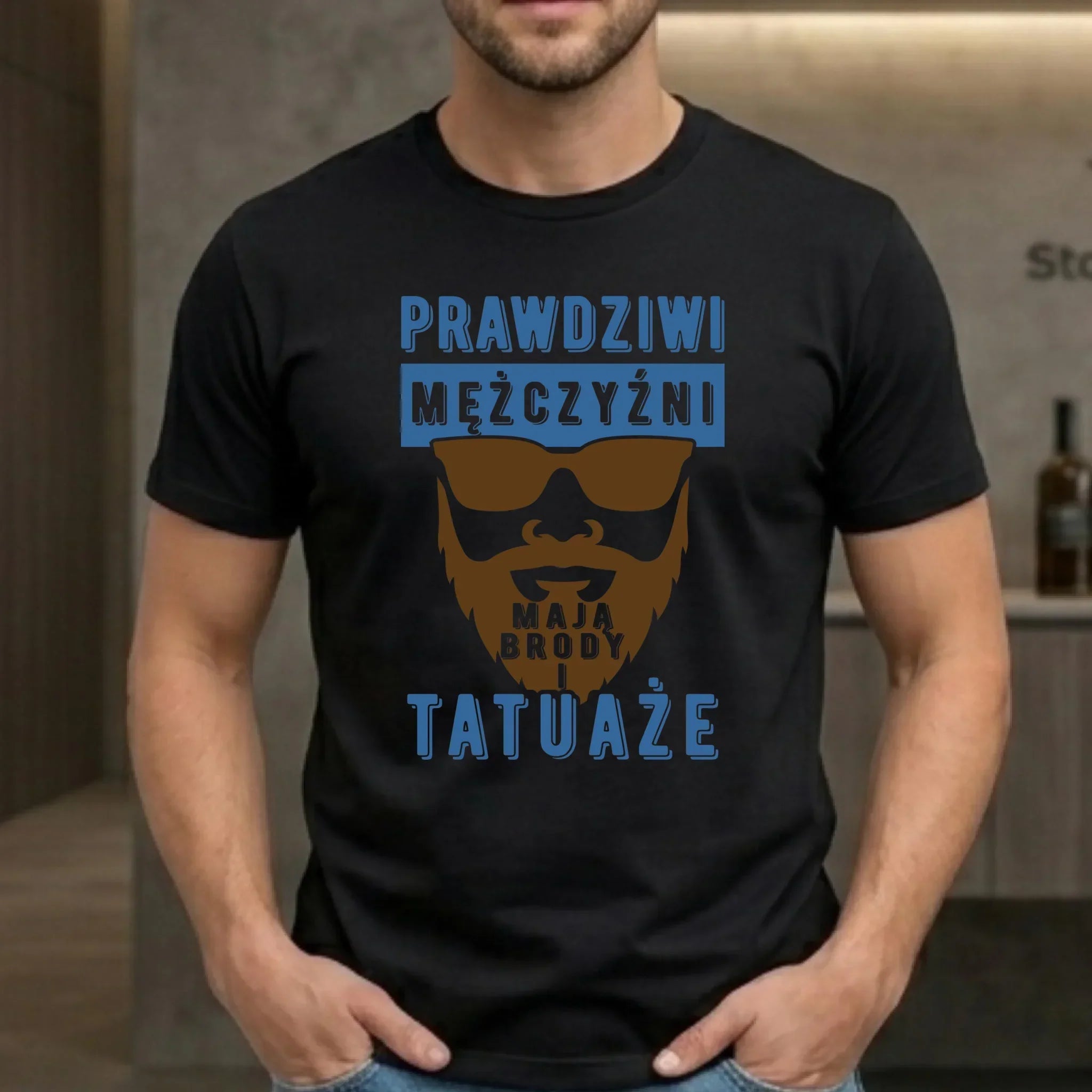 Koszulka męska - Prezent dla faceta - Prawdziwi mężczyźni mają brody i tatuaże DCH22 - StoryCups.pl