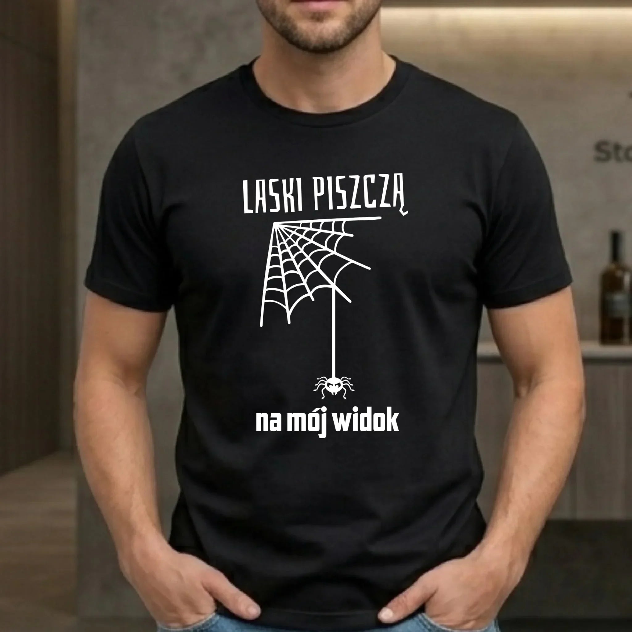 Koszulka męska - prezent dla chłopaka - Laski piszczą na mój widok DCH13 - StoryCups.pl