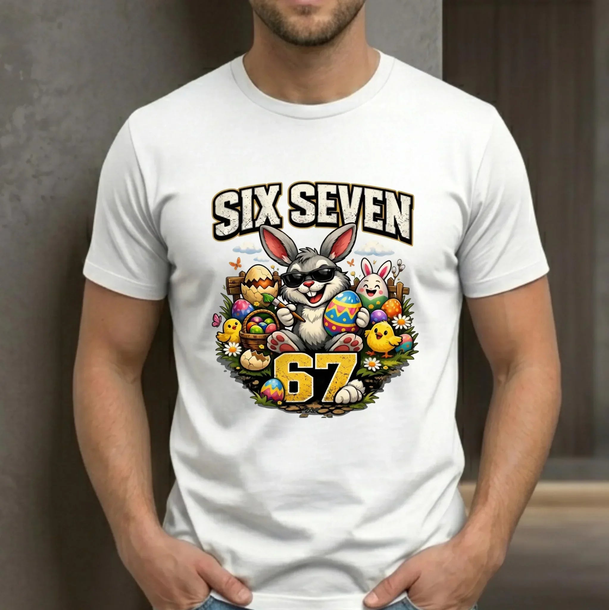 Koszulka męska wielkanocna - Zając Six Seven 67 WN10 - StoryCups.pl