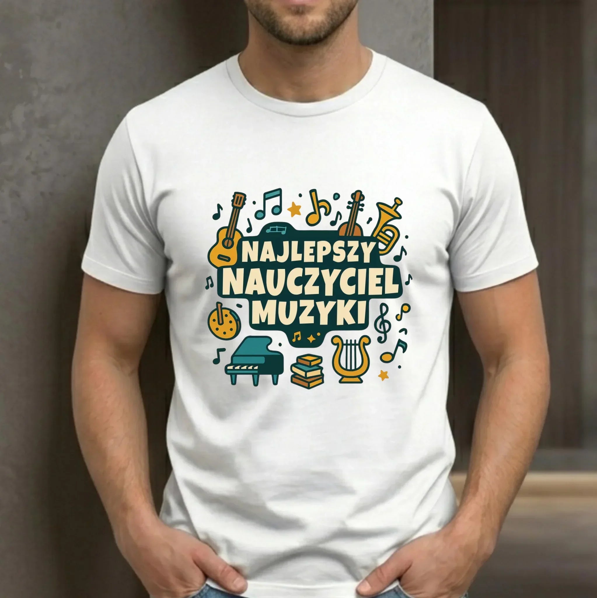 Koszulka męska dla nauczyciela - Najlepszy nauczyciel muzyki N52 - StoryCups.pl
