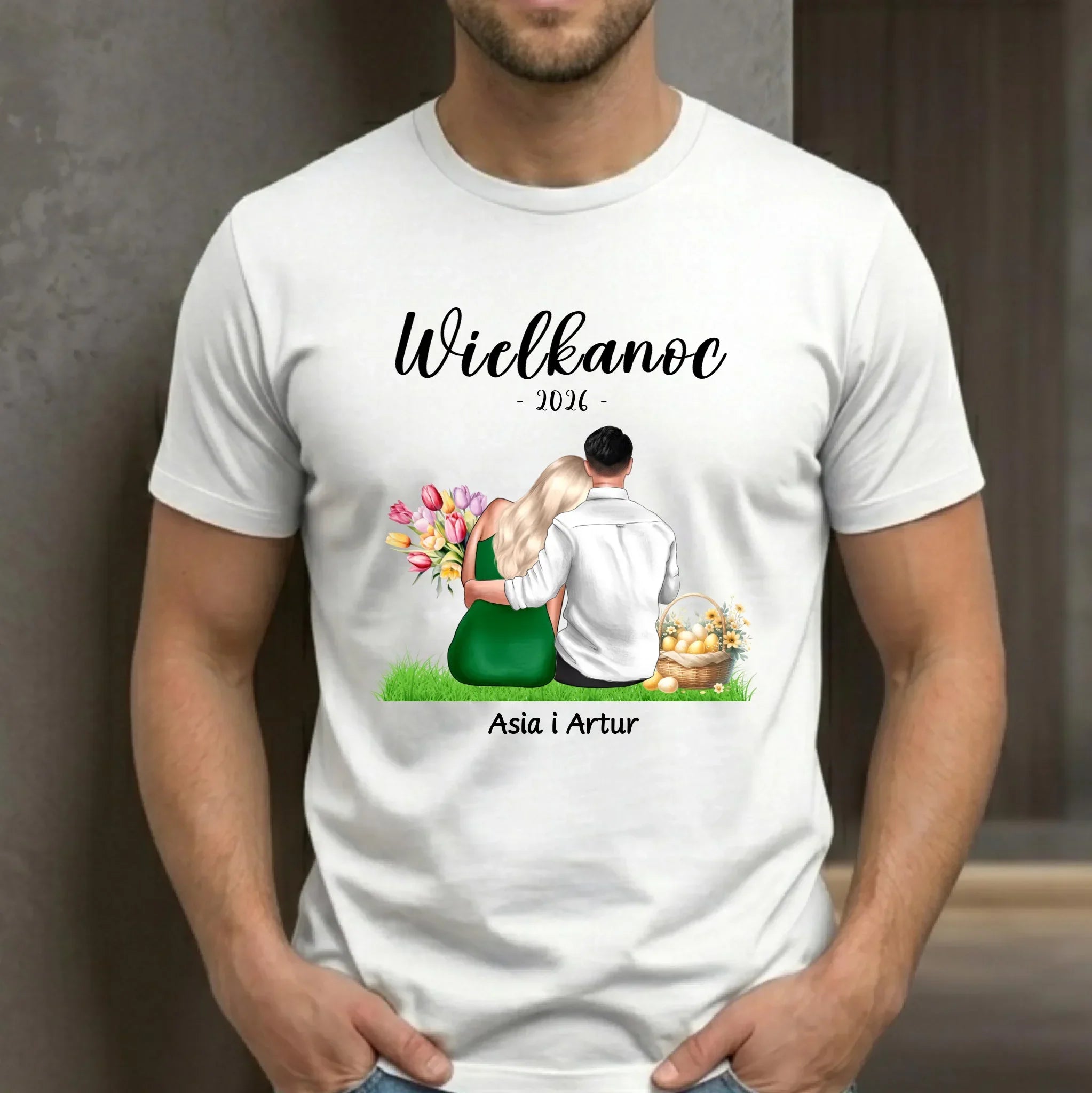 Koszulka męska na Wielkanoc dla par - personalizowana WN36 - StoryCups.pl