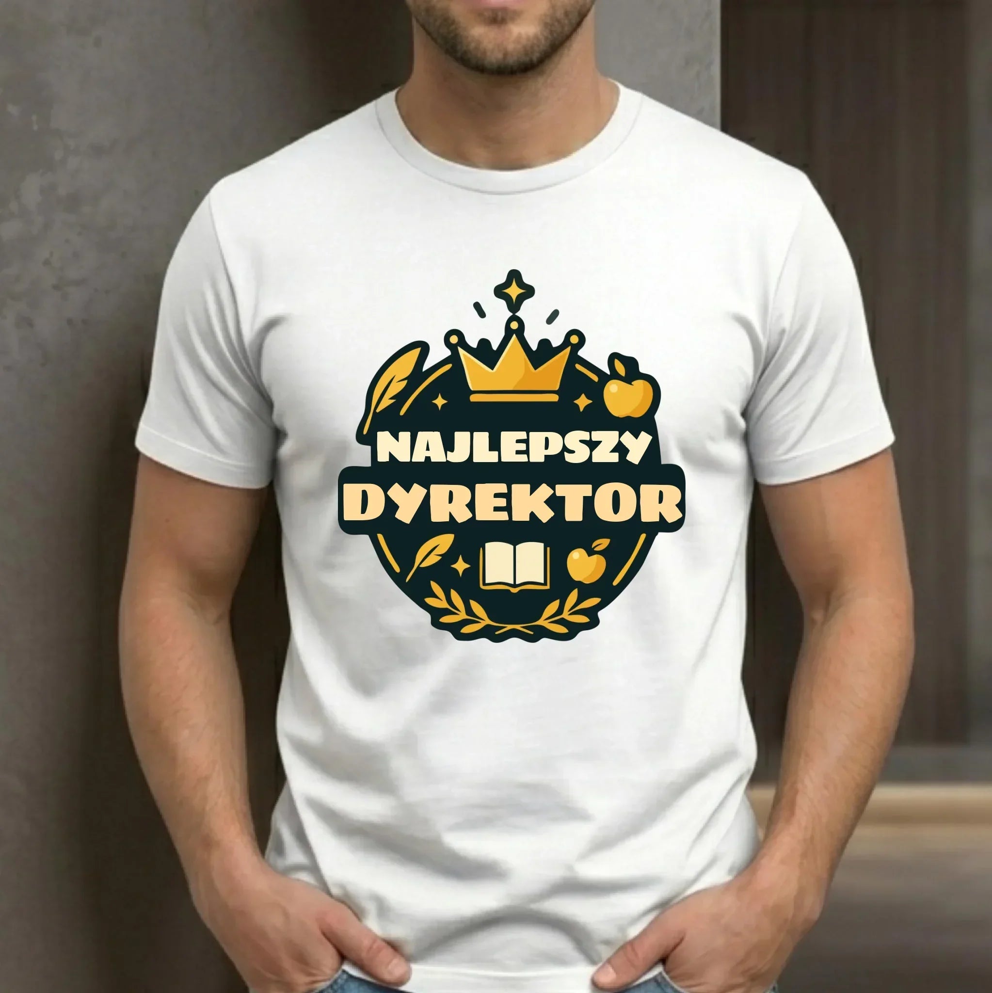 Koszulka męska dla dyrektora szkoły - Najlepszy Dyrektor N48 - StoryCups.pl