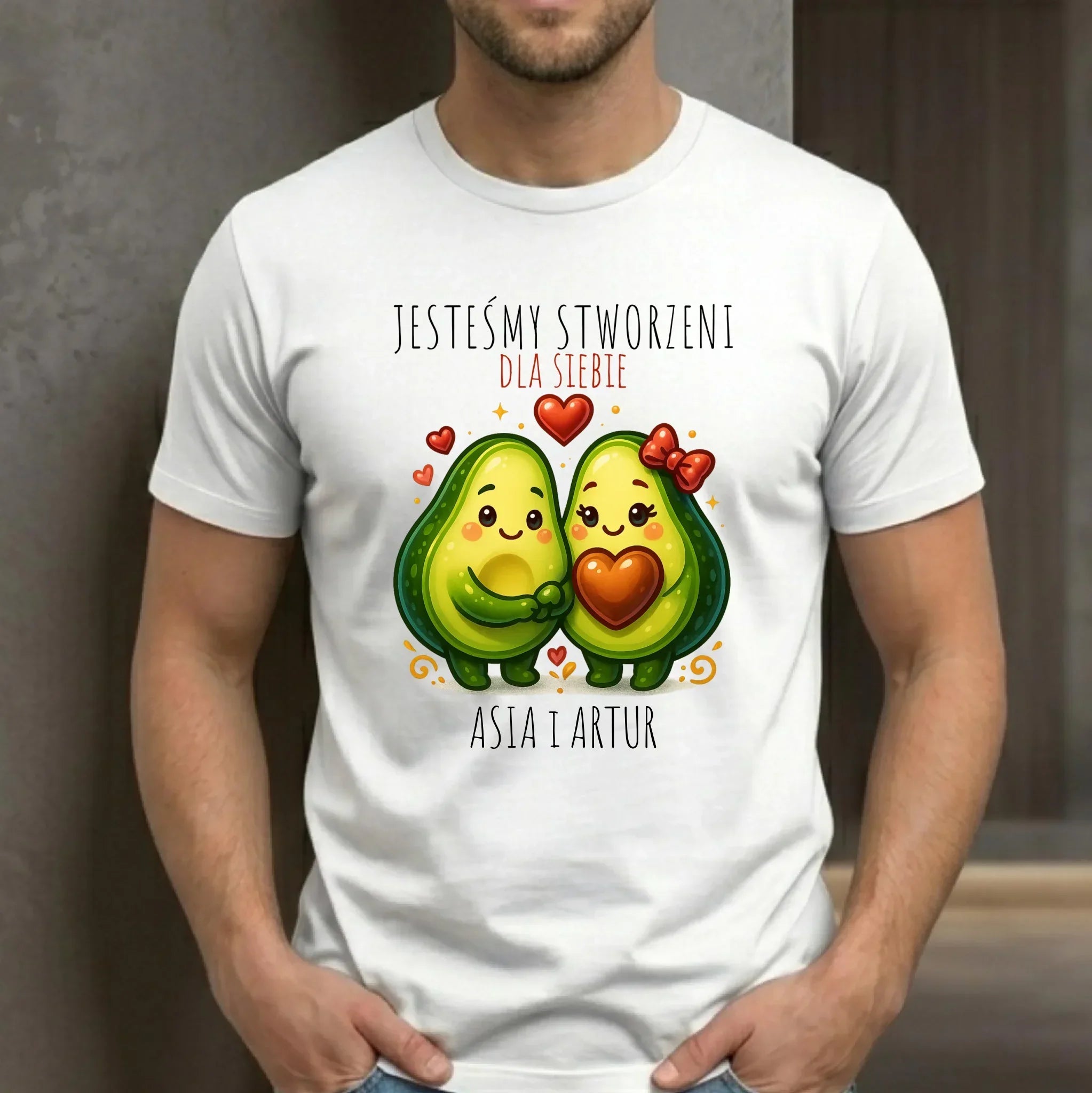 Koszulka męska - Awokado Stworzeni dla siebie - personalizowana W91 - StoryCups.pl