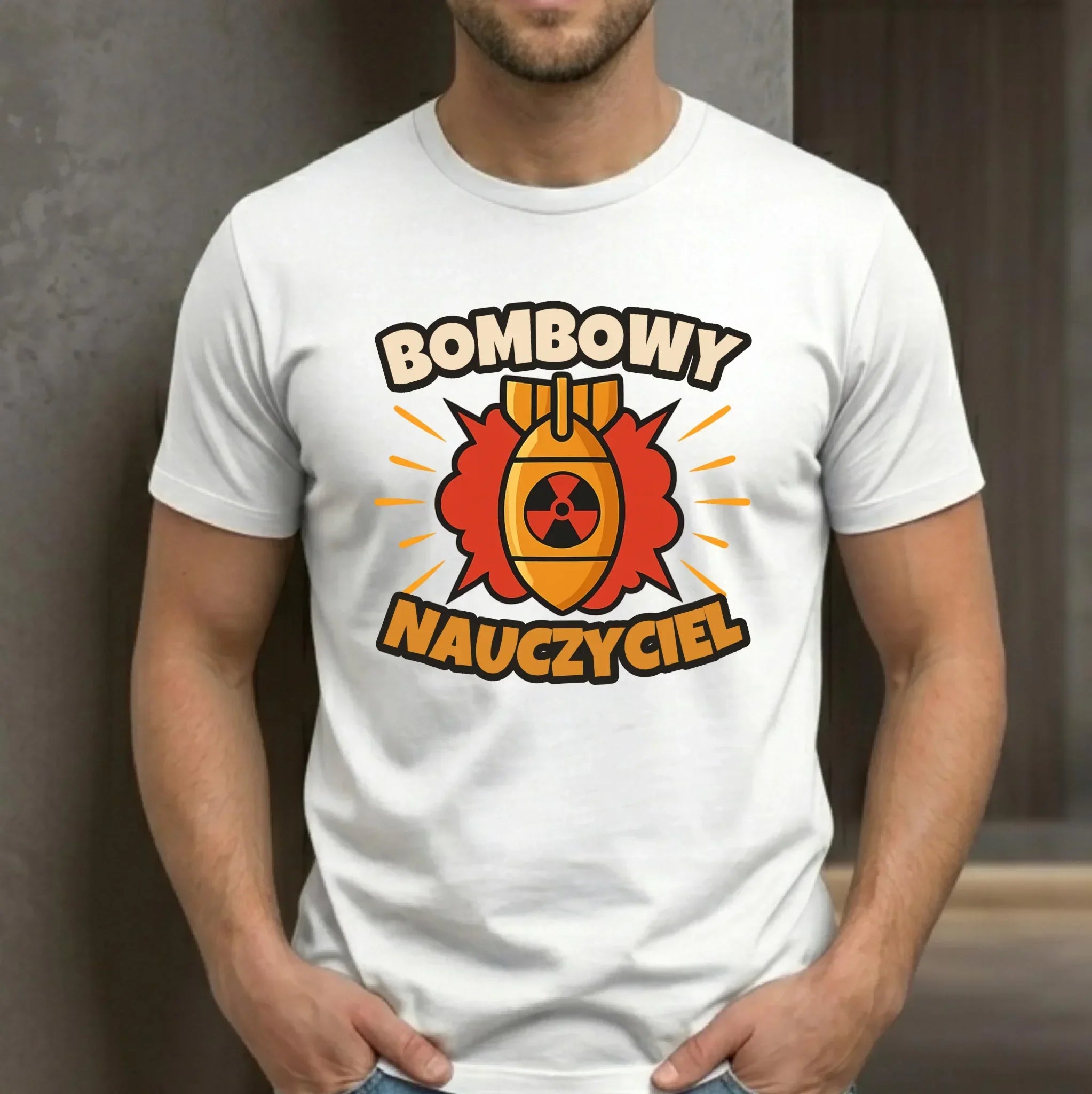 Koszulka męska dla nauczyciela - Bombowy Nauczyciel N36 - StoryCups.pl