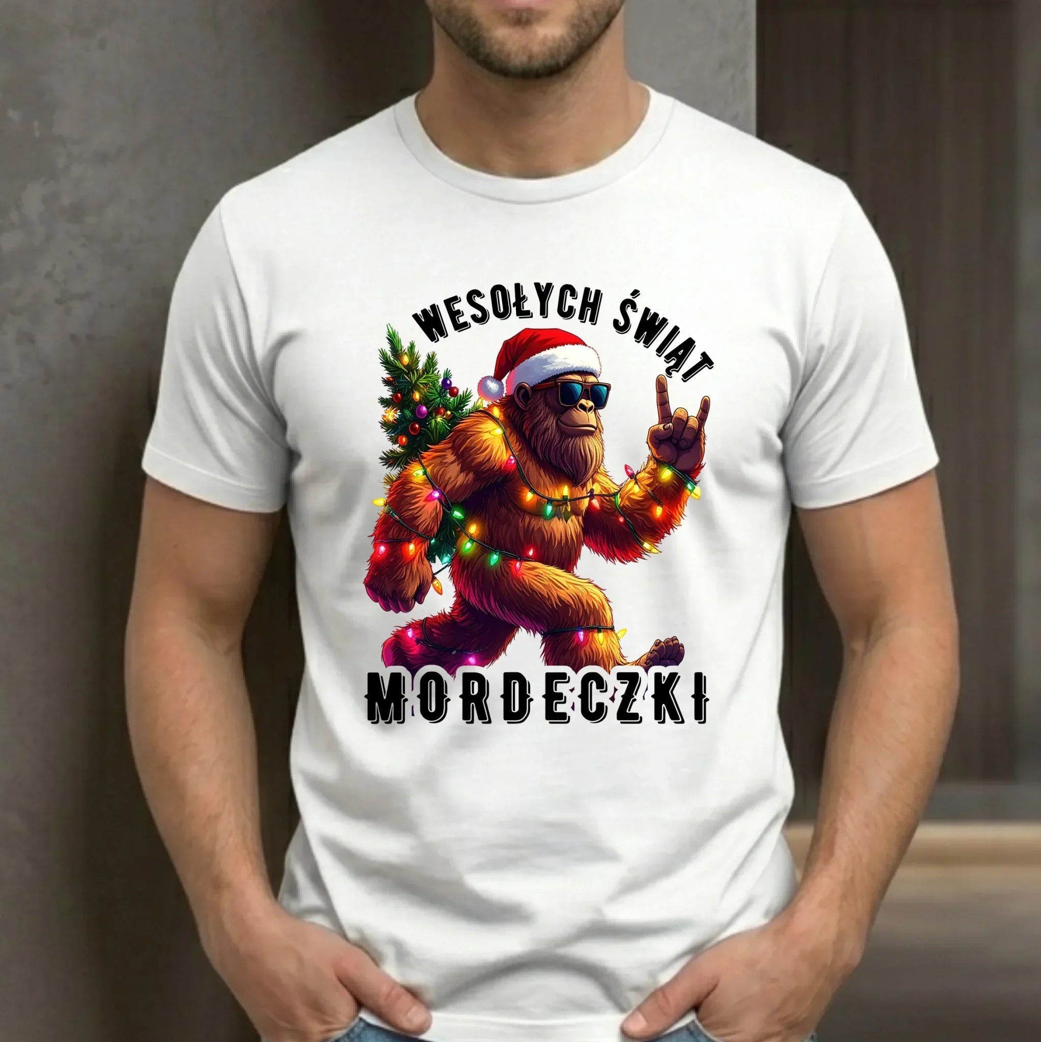 Koszulka męska świąteczna - prezent na święta - Yeti Wesołych Świąt mordeczki BN152 - StoryCups.pl
