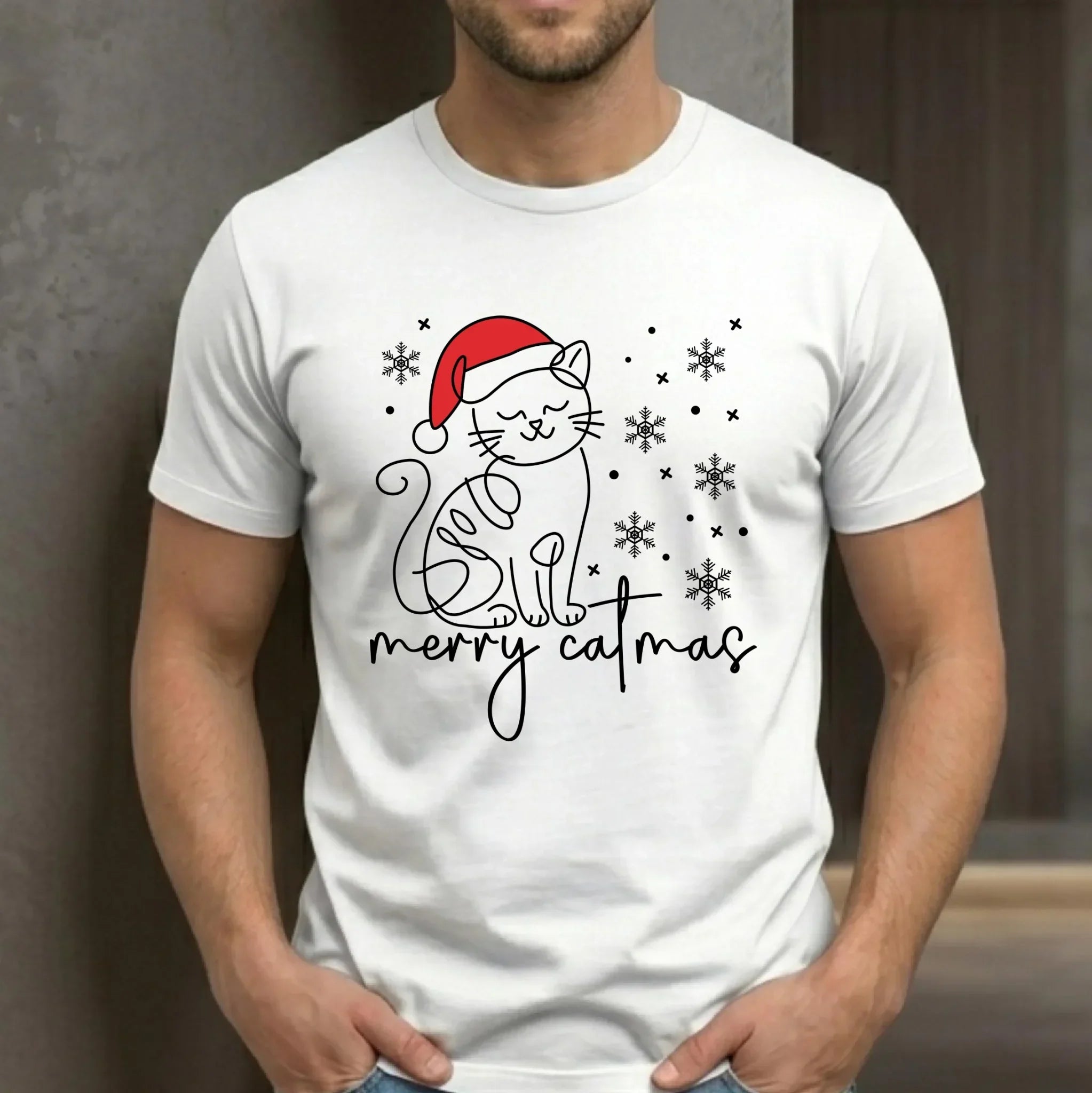 Koszulka męska świąteczna - Kot Merry catmas BN151 - StoryCups.pl